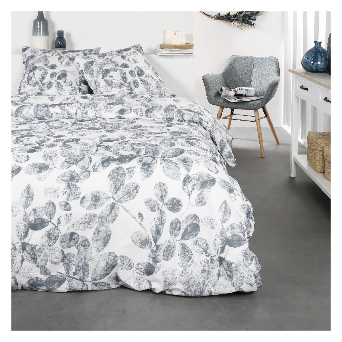 Printed cotton bedding set TODAY LINGE DE MAISON Blue