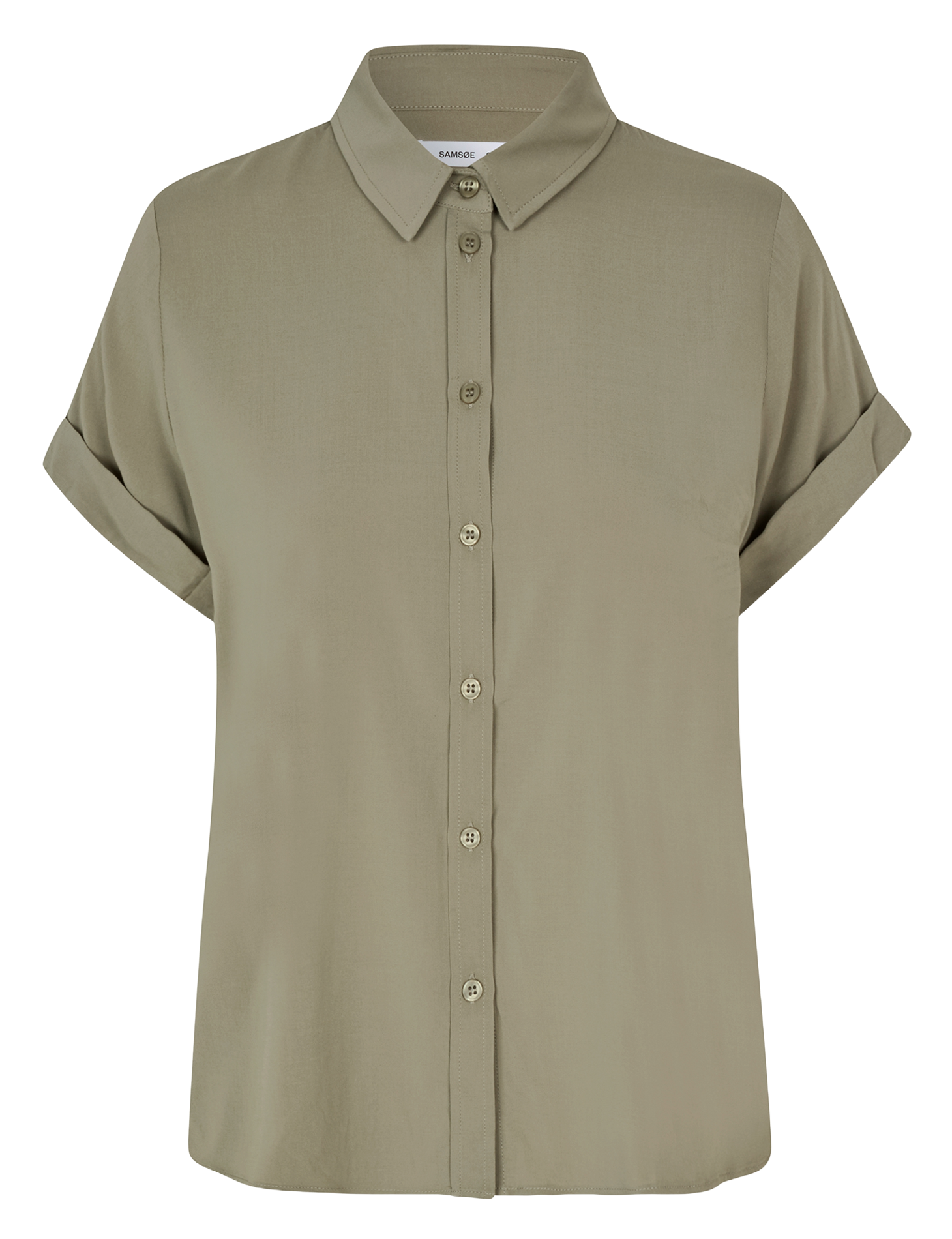 Ruimvallende blouse met klassieke kraag SAMSOE SAMSOE Kaki