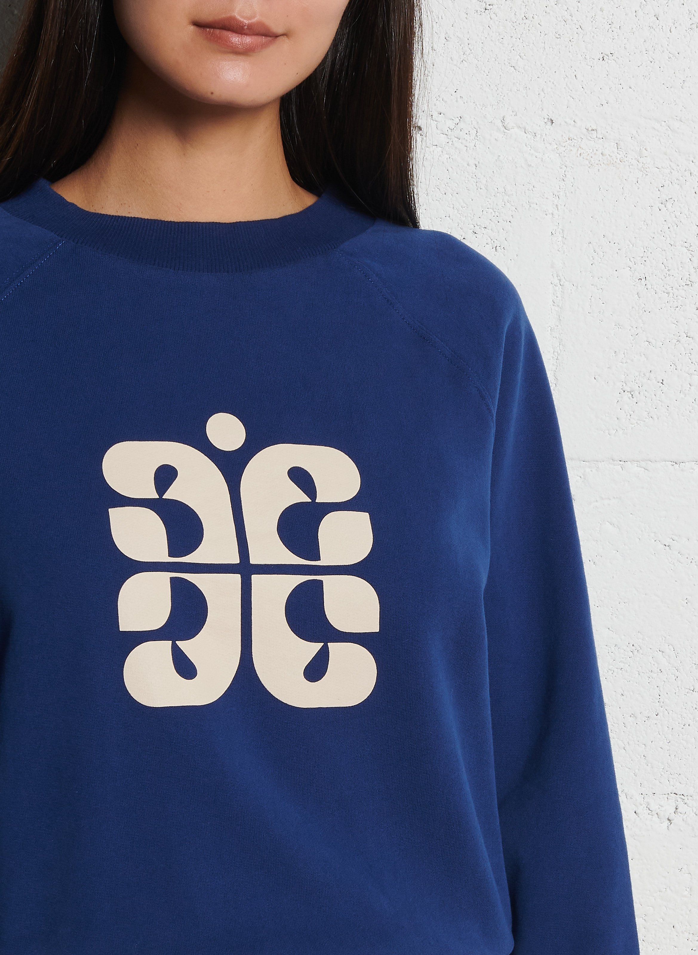 Rundhalsausschnitt Bio-Baumwoll-Boxy-Sweatshirt EMILE ET IDA Blau