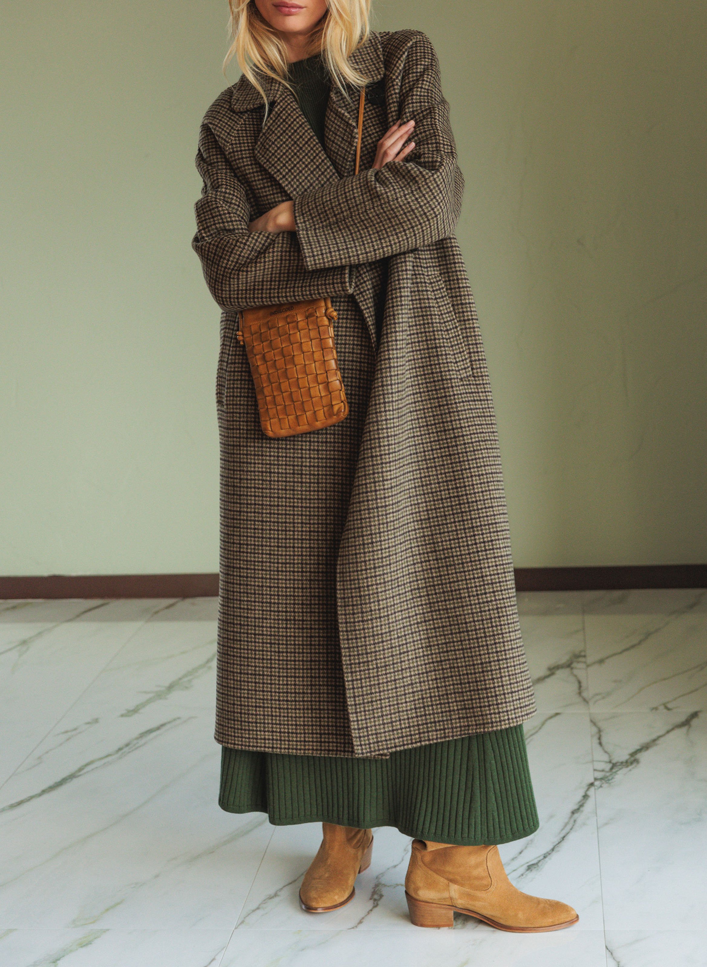 Oversized wool-blend coat with tailored collar INDI & COLD Green
