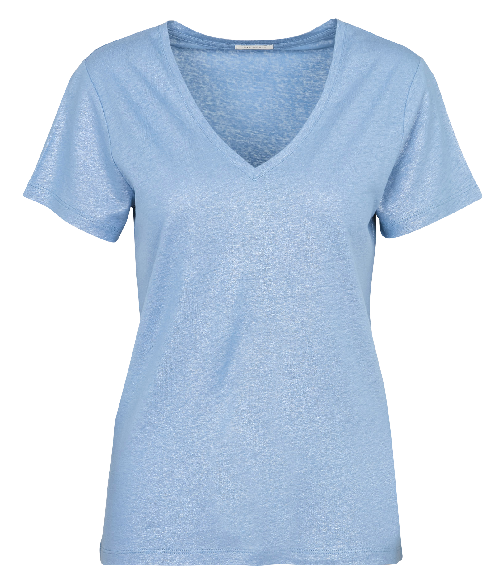 Tee-shirt col V irisé en lin mélangé IKKS Bleu