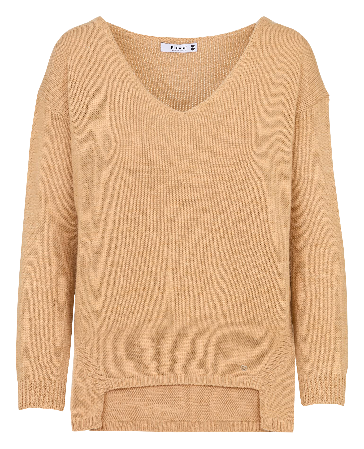 Pull V ample asymétrique uni PLEASE Marron