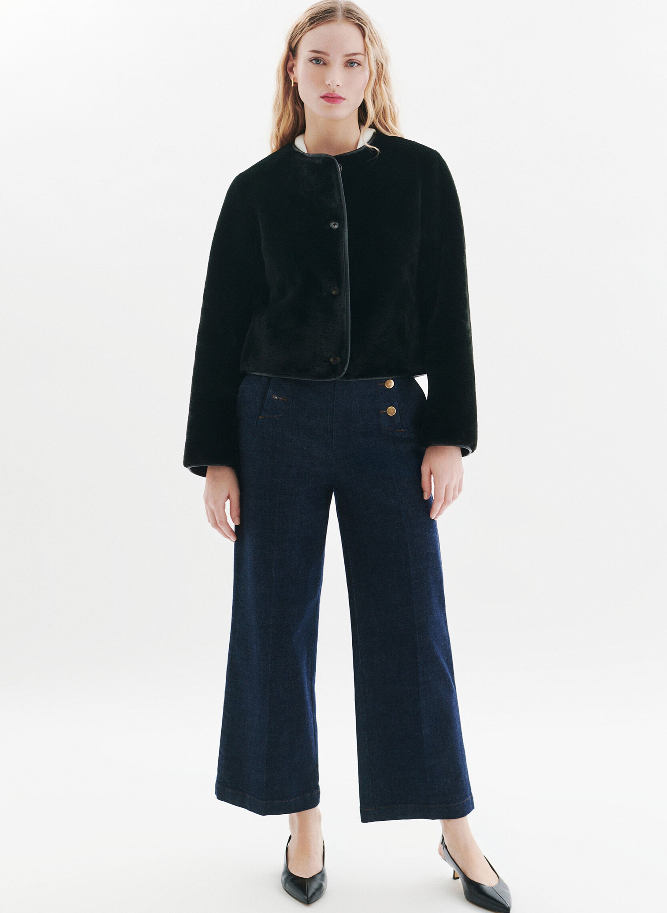 Straight round-neck jacket CAROLL Black