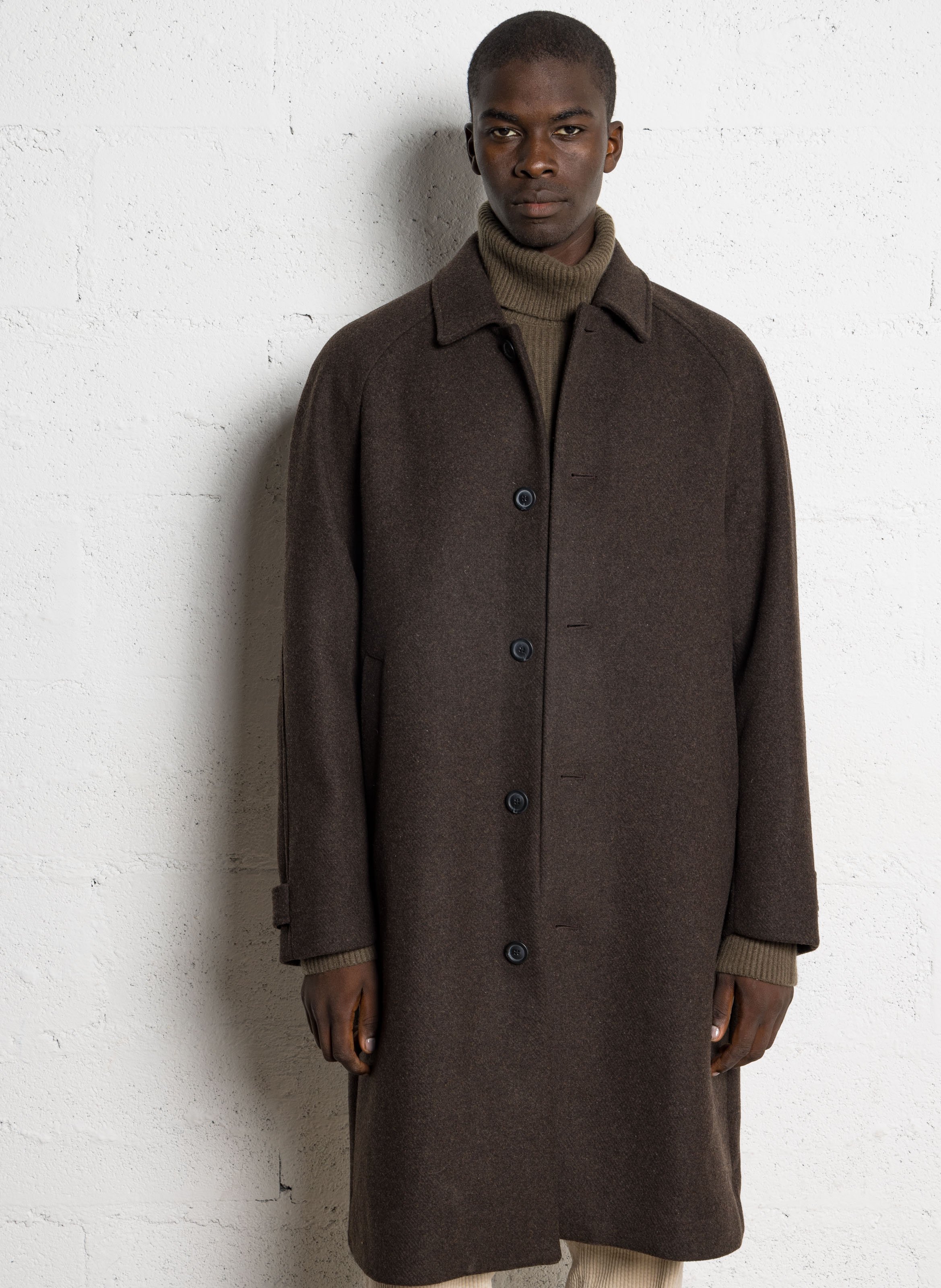 Manteau long col classique en laine mélangée LES DEUX Marron