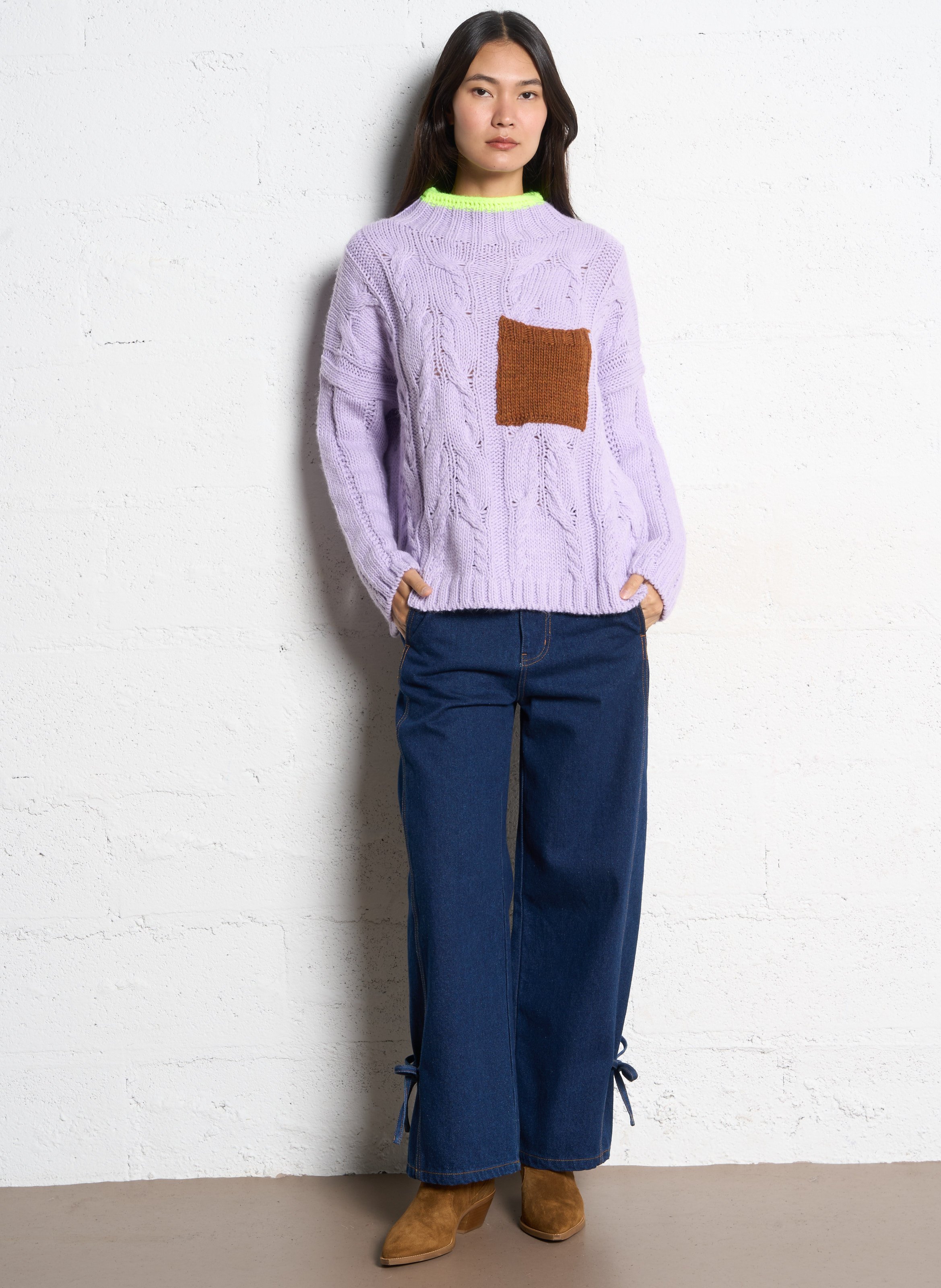 Pull oversize col montant  DR BLOOM Violet