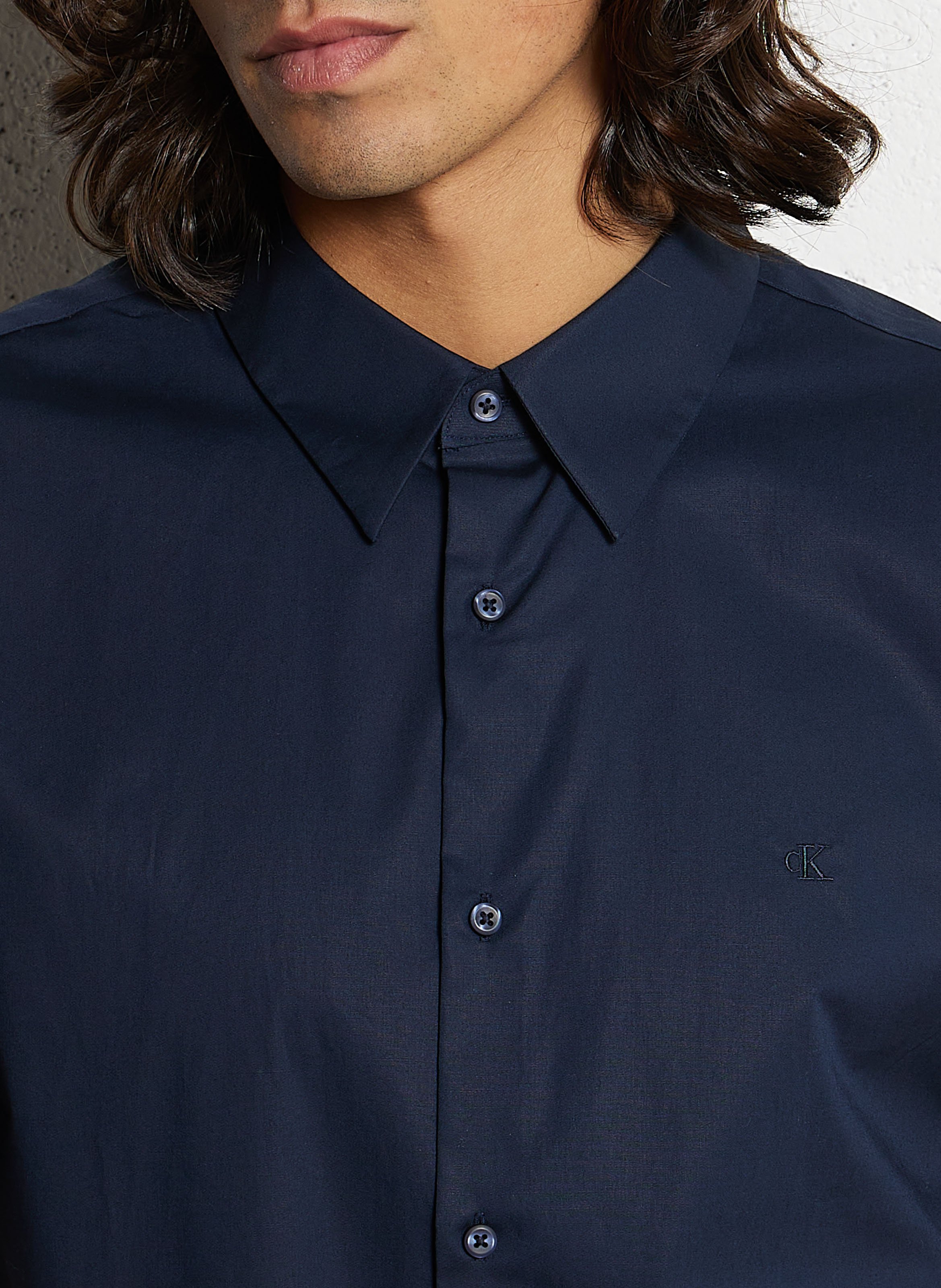 Cotton-mix slim-fit shirt CALVIN KLEIN Blue