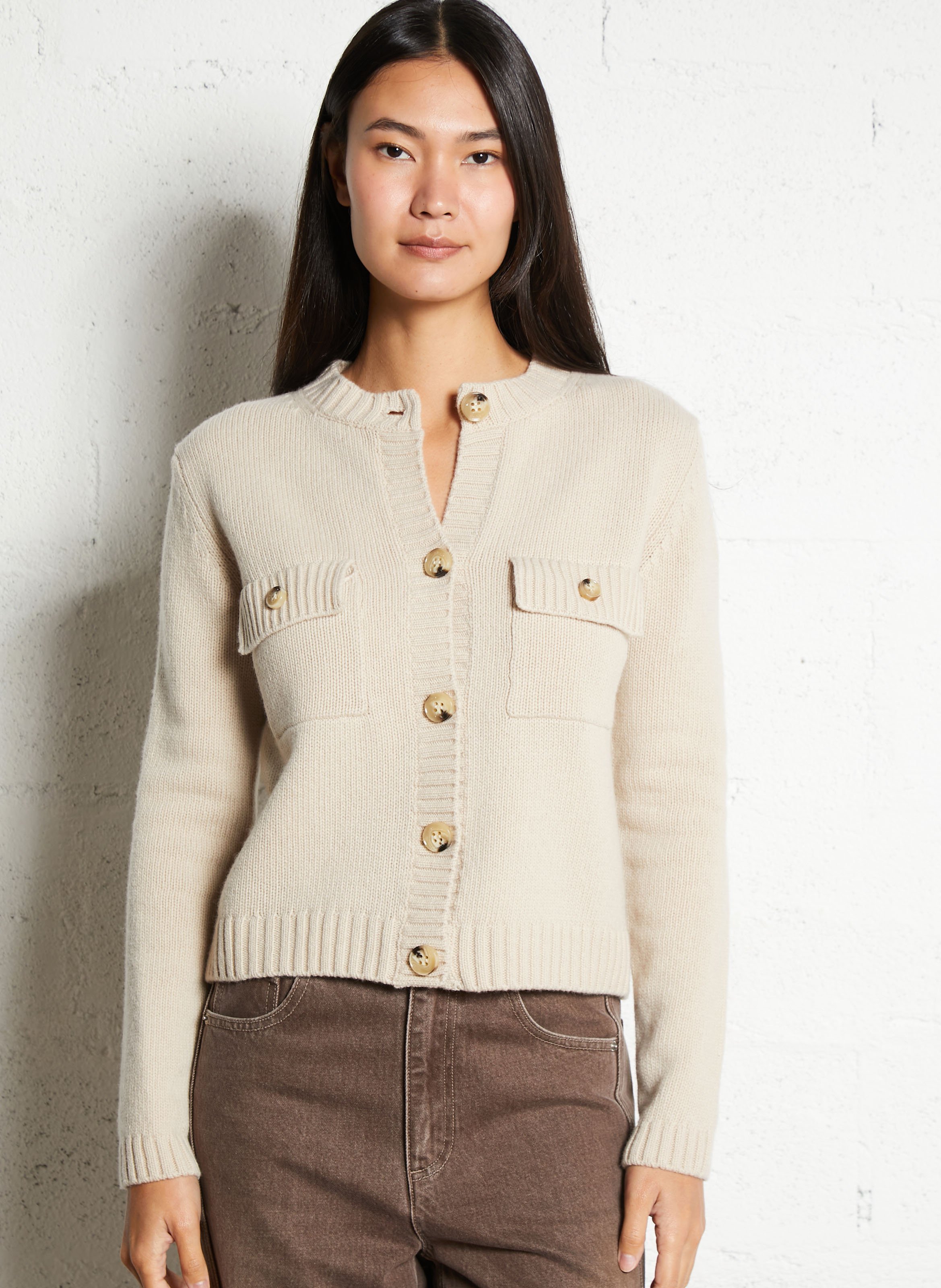 Straight round-neck wool cardigan MAX MARA WEEK END
