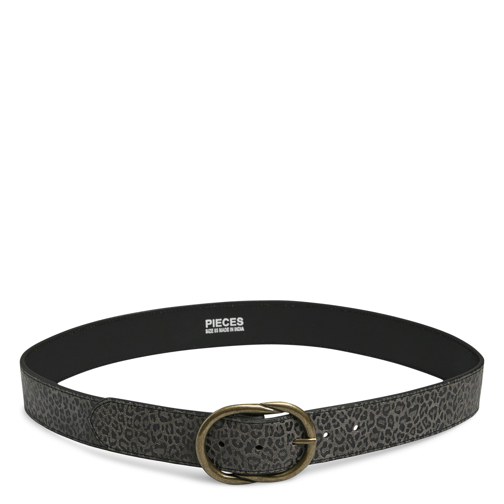 Leopard print leather belt PIECES Grey