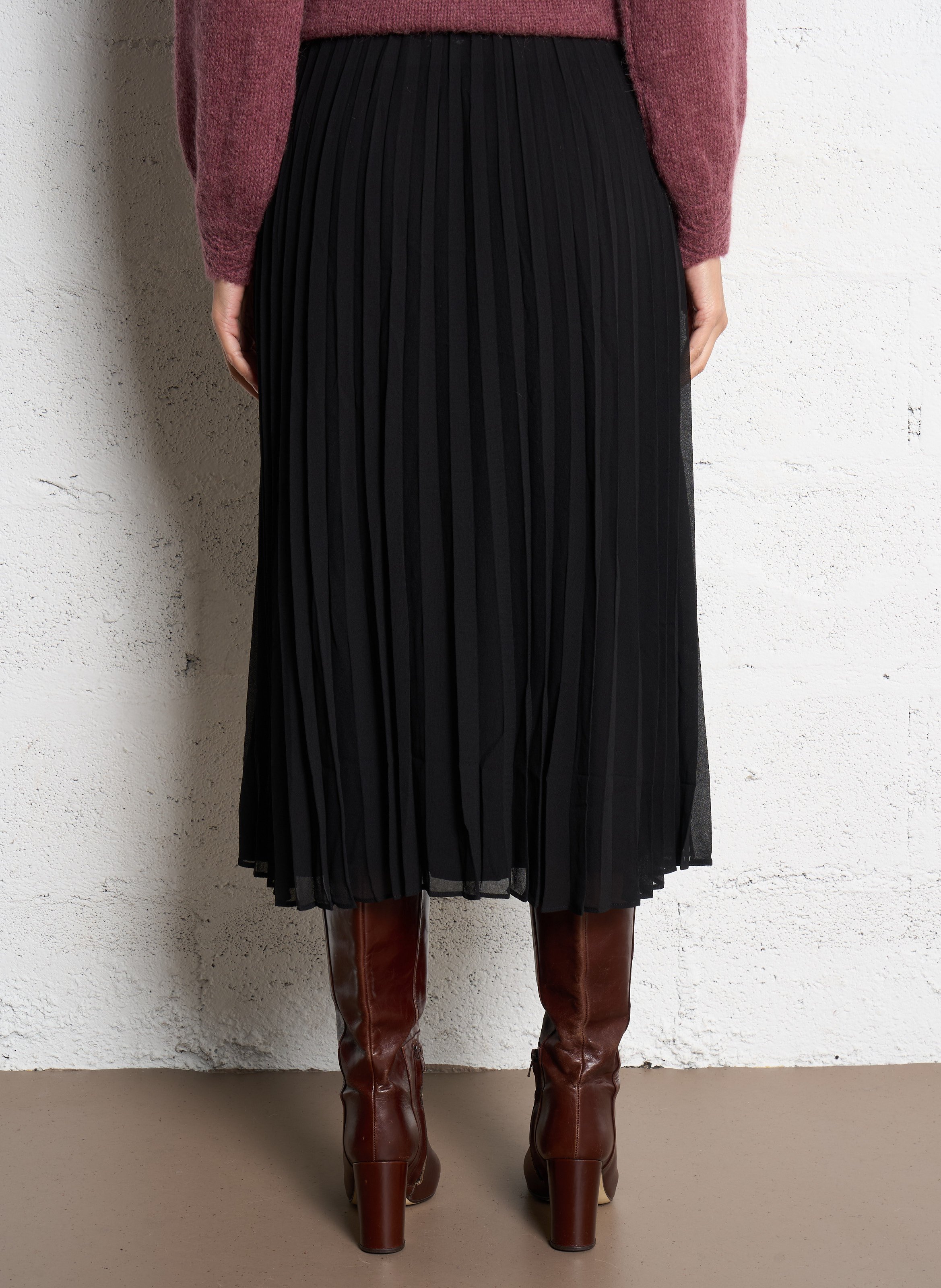 Einfarbiger, kurzer Faltenrock SUD EXPRESS Schwarz