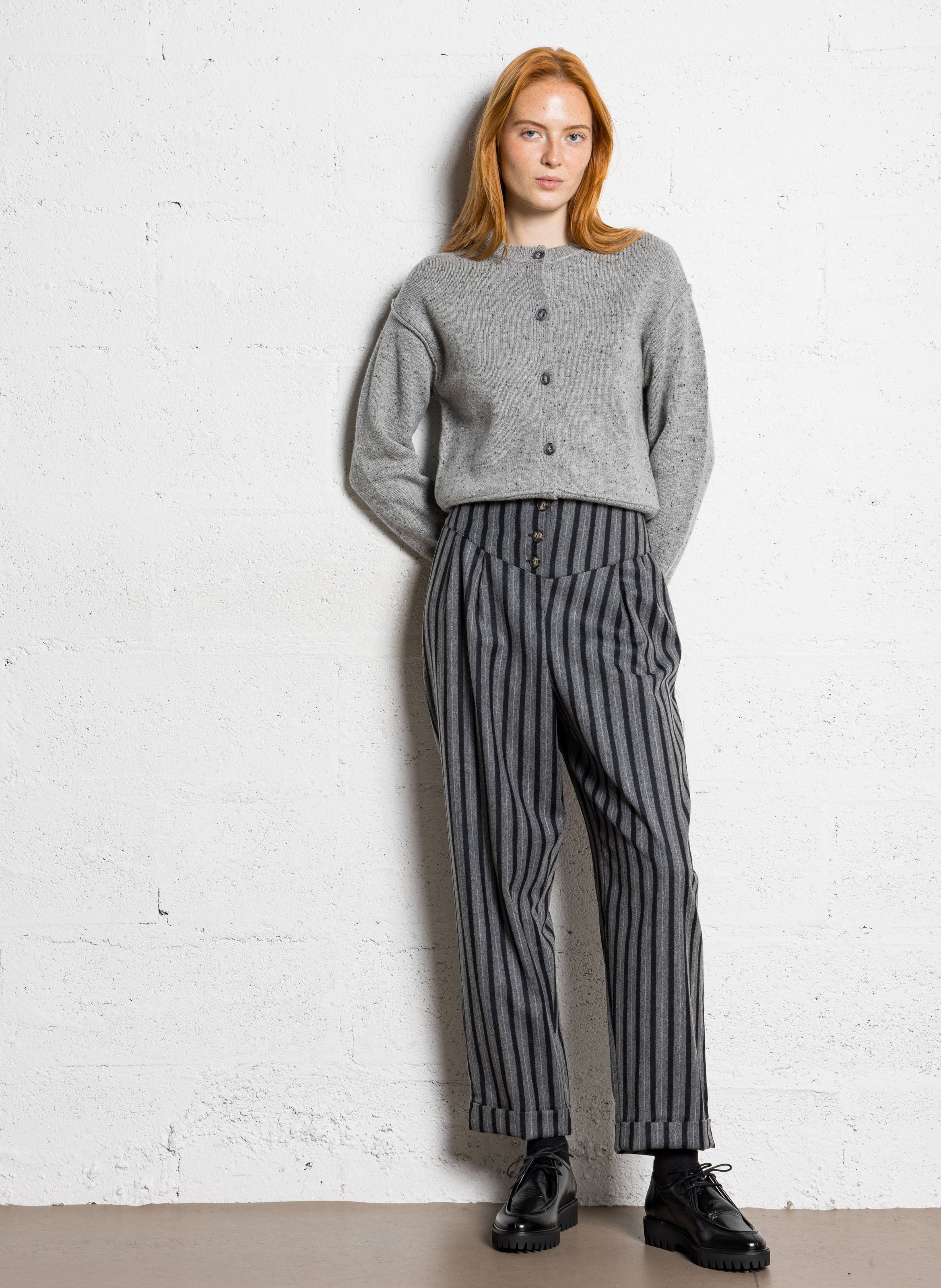 Gestippelde wollen korte cardigan MAISON 123 Grijs