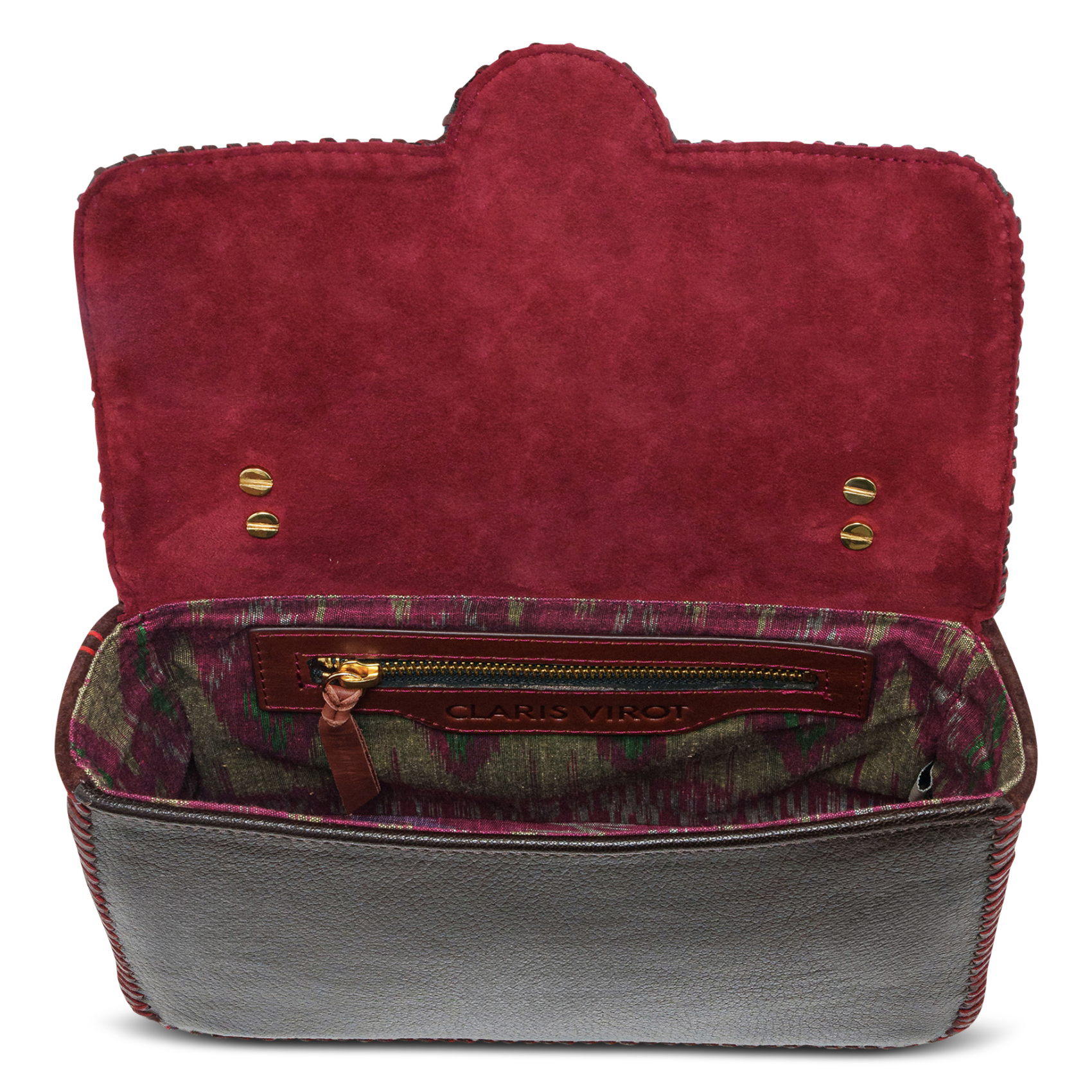 Sac porté épaule en cuir mélangé CLARIS VIROT Rouge