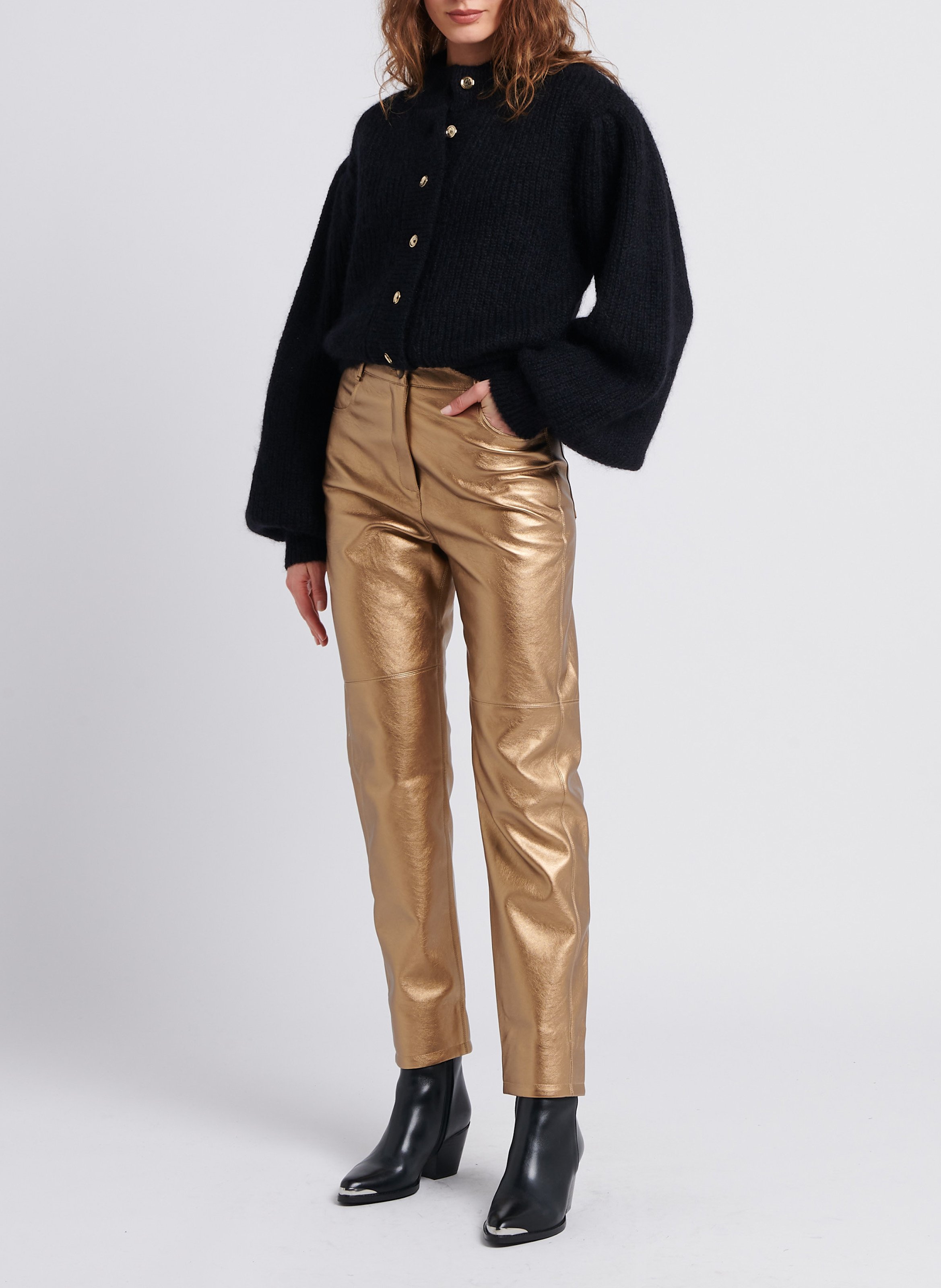 High-rise straight-leg pants THE LABEL EDITION Golden