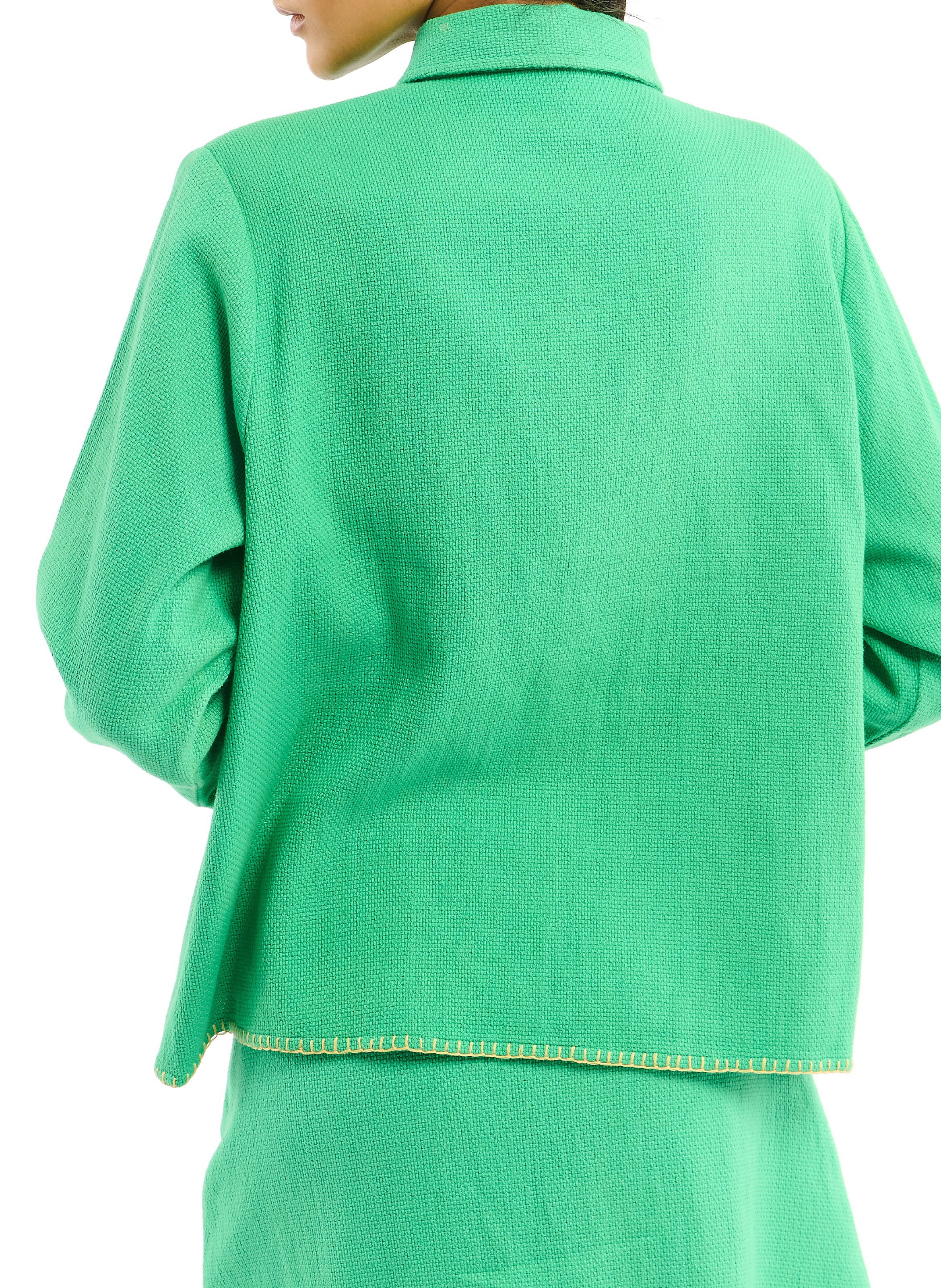 Straight shirt with cotton embroideries WILD Green