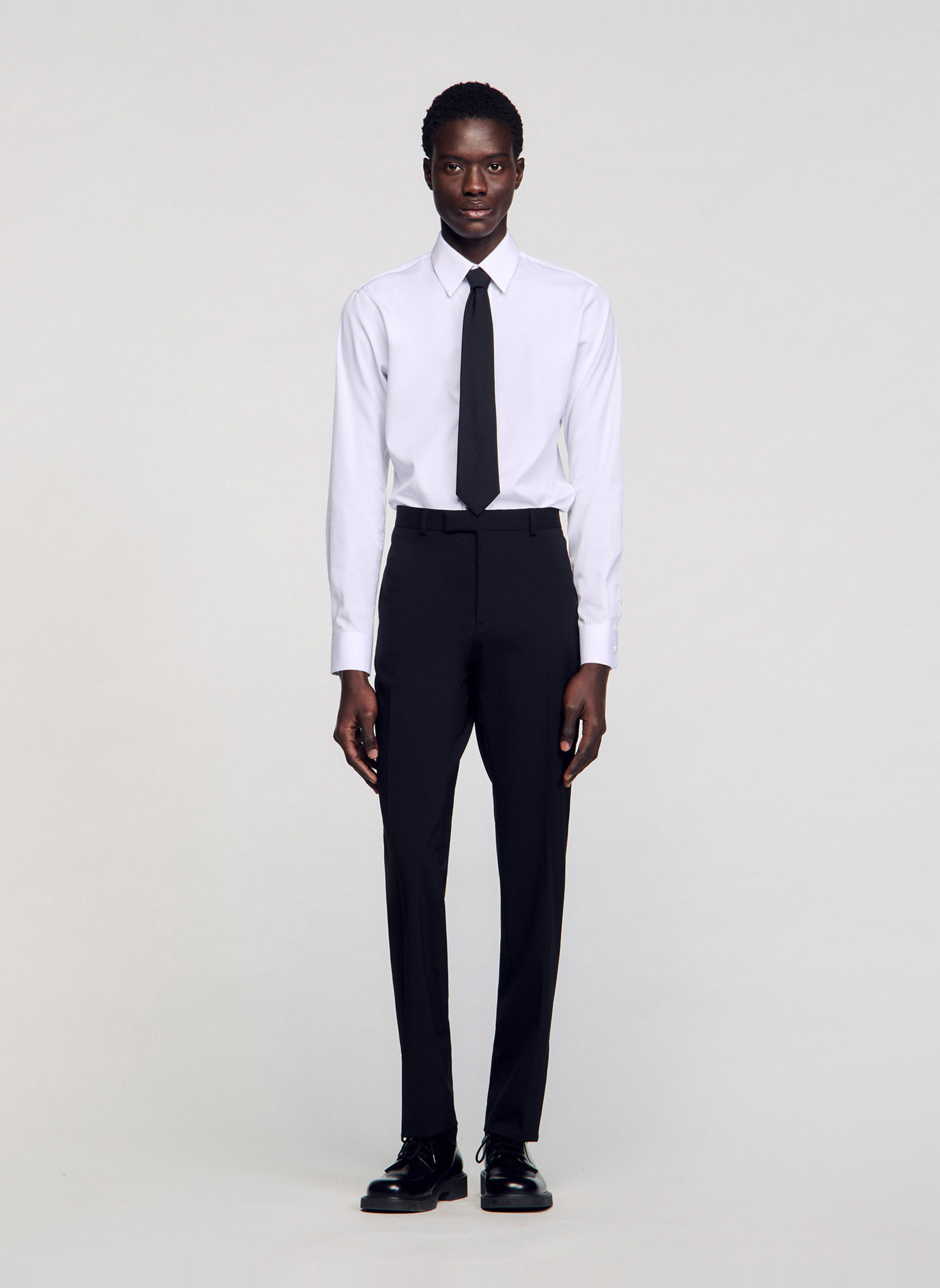 Pantalon de costume regular-fit en laine SANDRO Noir