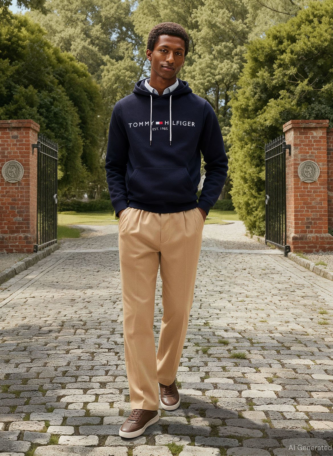 Sweat à capuche regular-fit brodé en molleton TOMMY HILFIGER Bleu