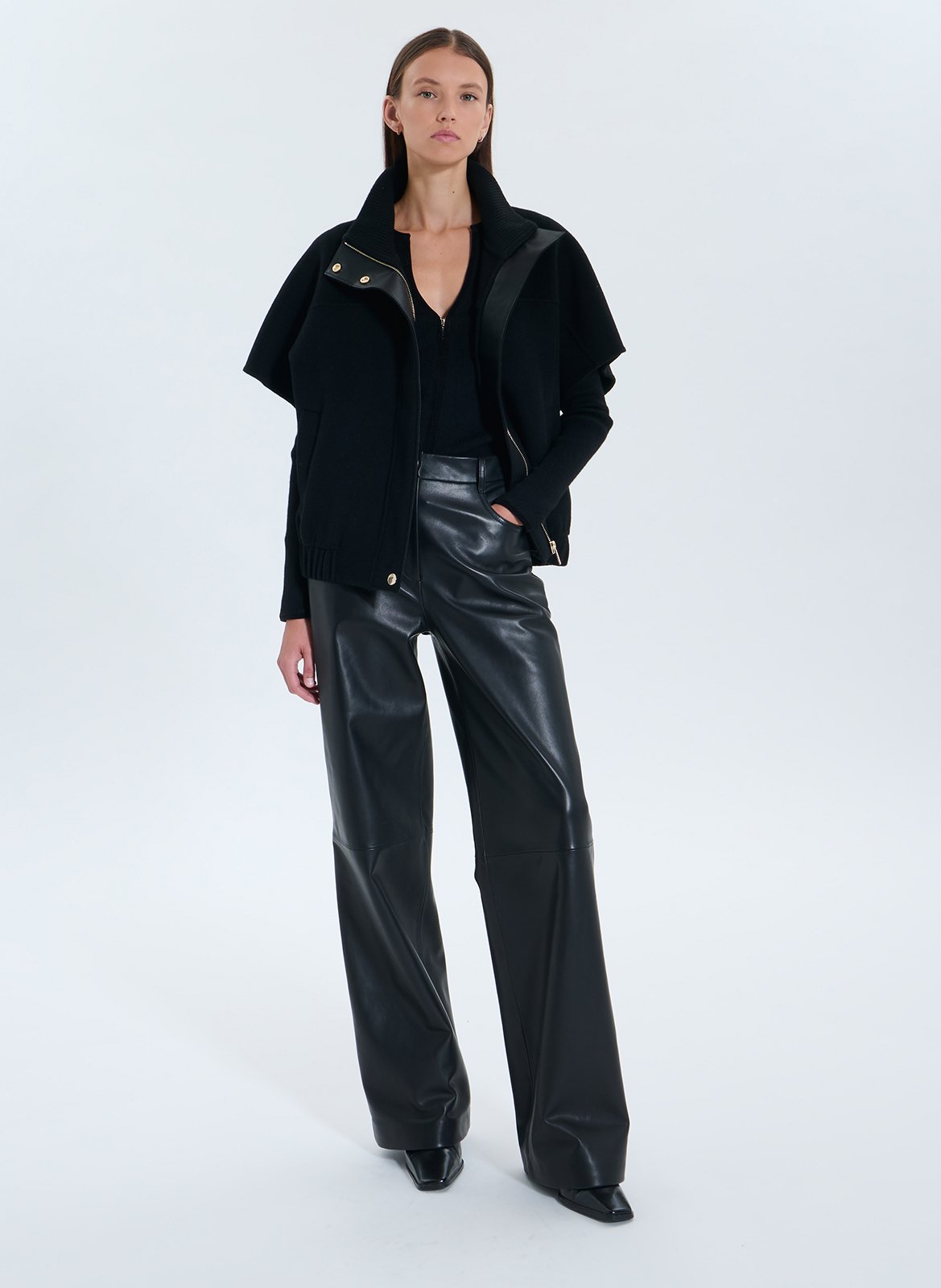 Oversized high-neck wool blend jacket ZAPA Black