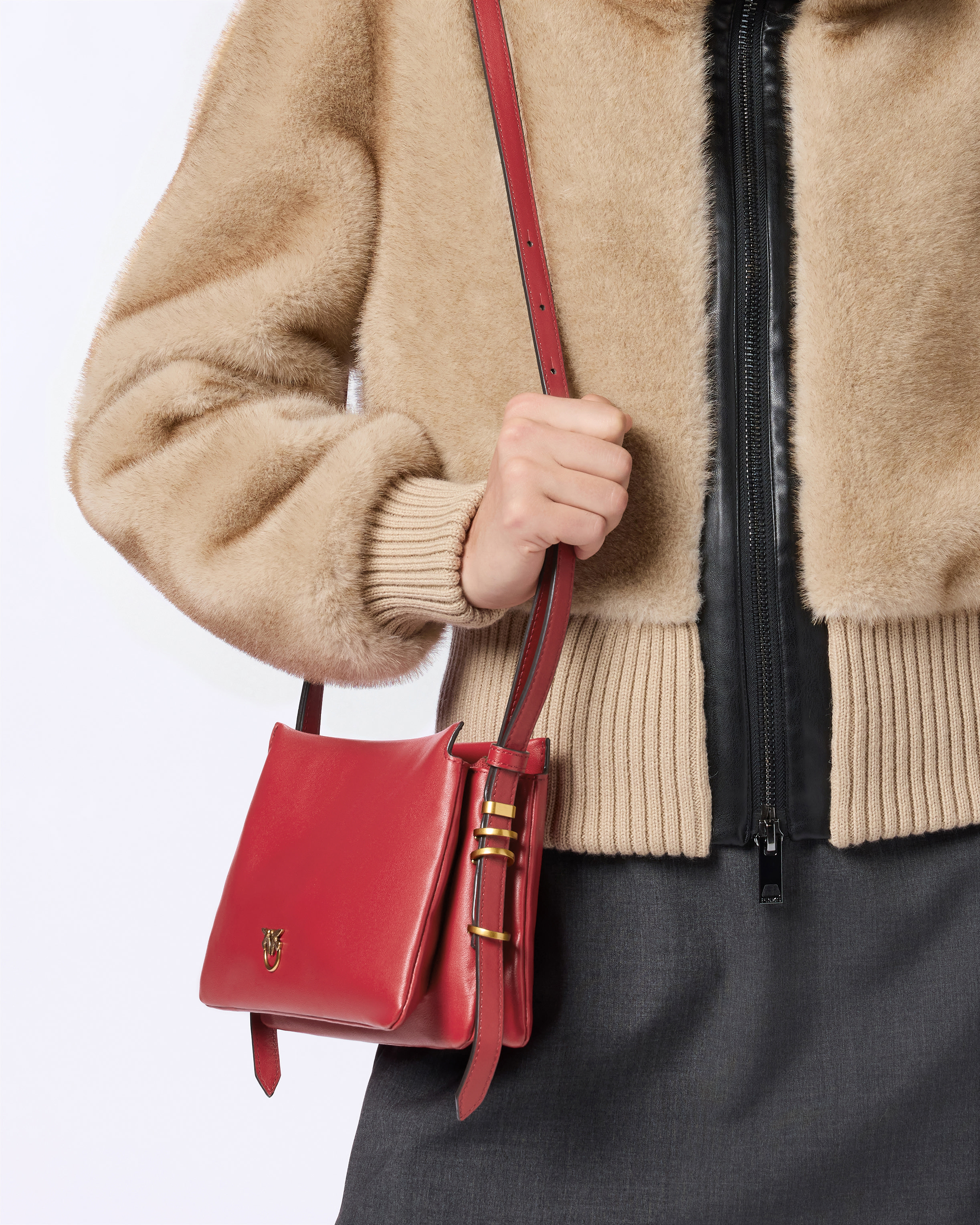 Mini one, two, three leather shoulder bag Red