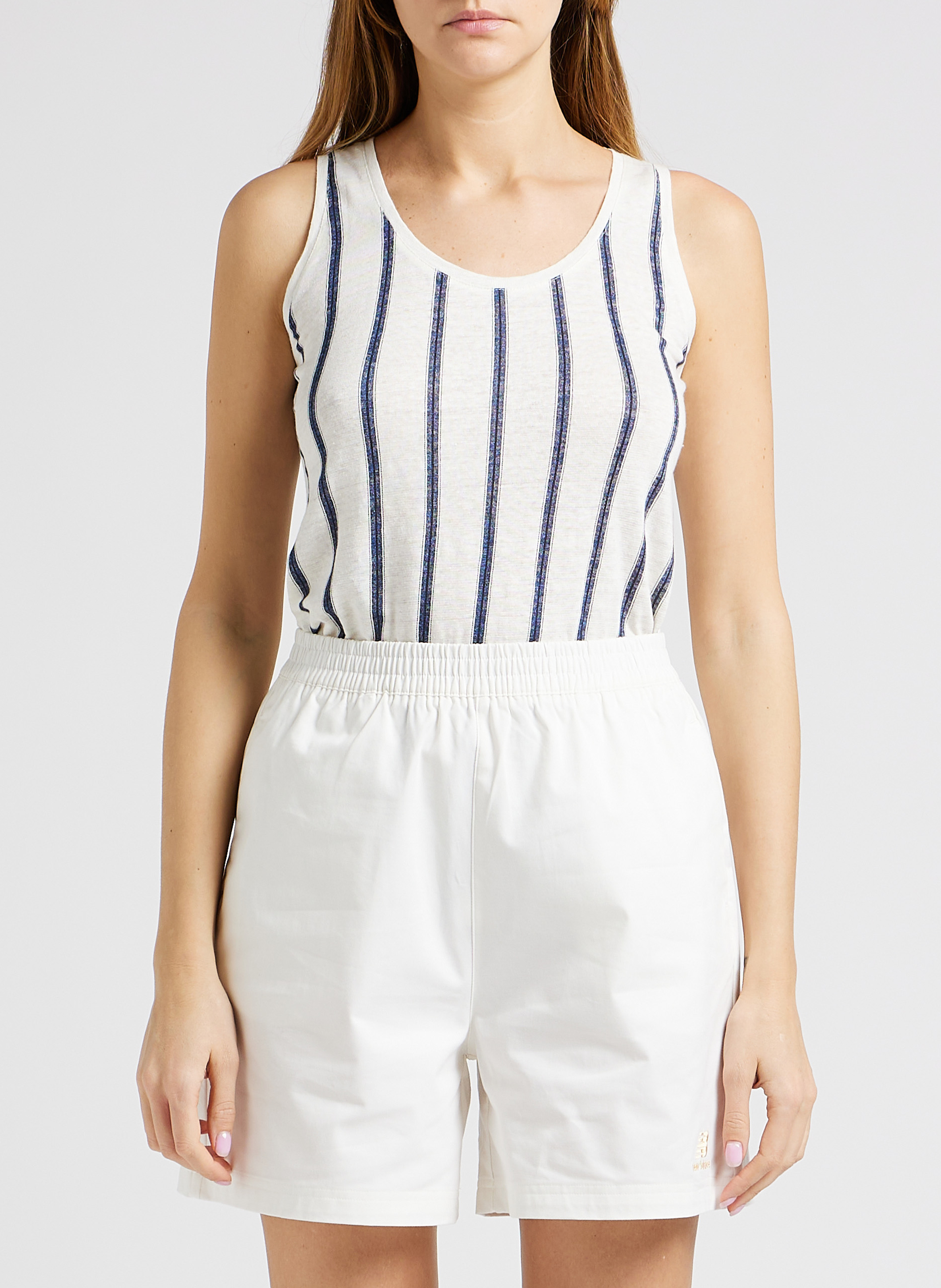 Striped stretch linen tank top MAJESTIC FILATURES Blue