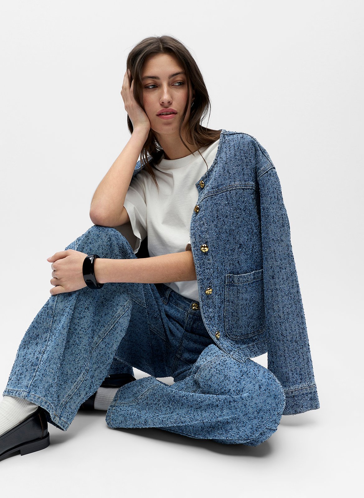 Jean ballon en coton mélangé OBJECT Bleu