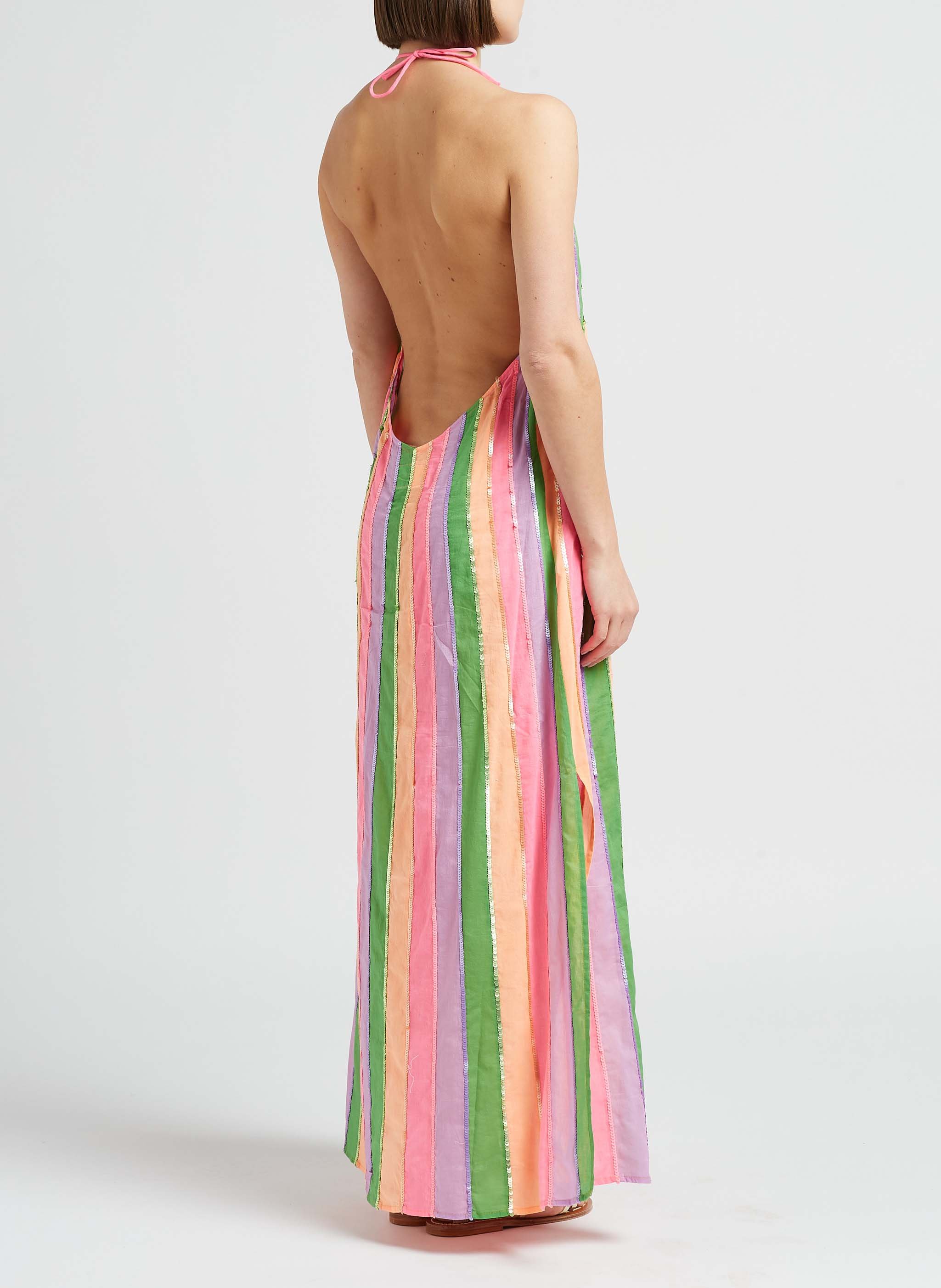 Halflange, gestreepte jurk van katoen met ronde hals SUNDRESS Veelkleurig