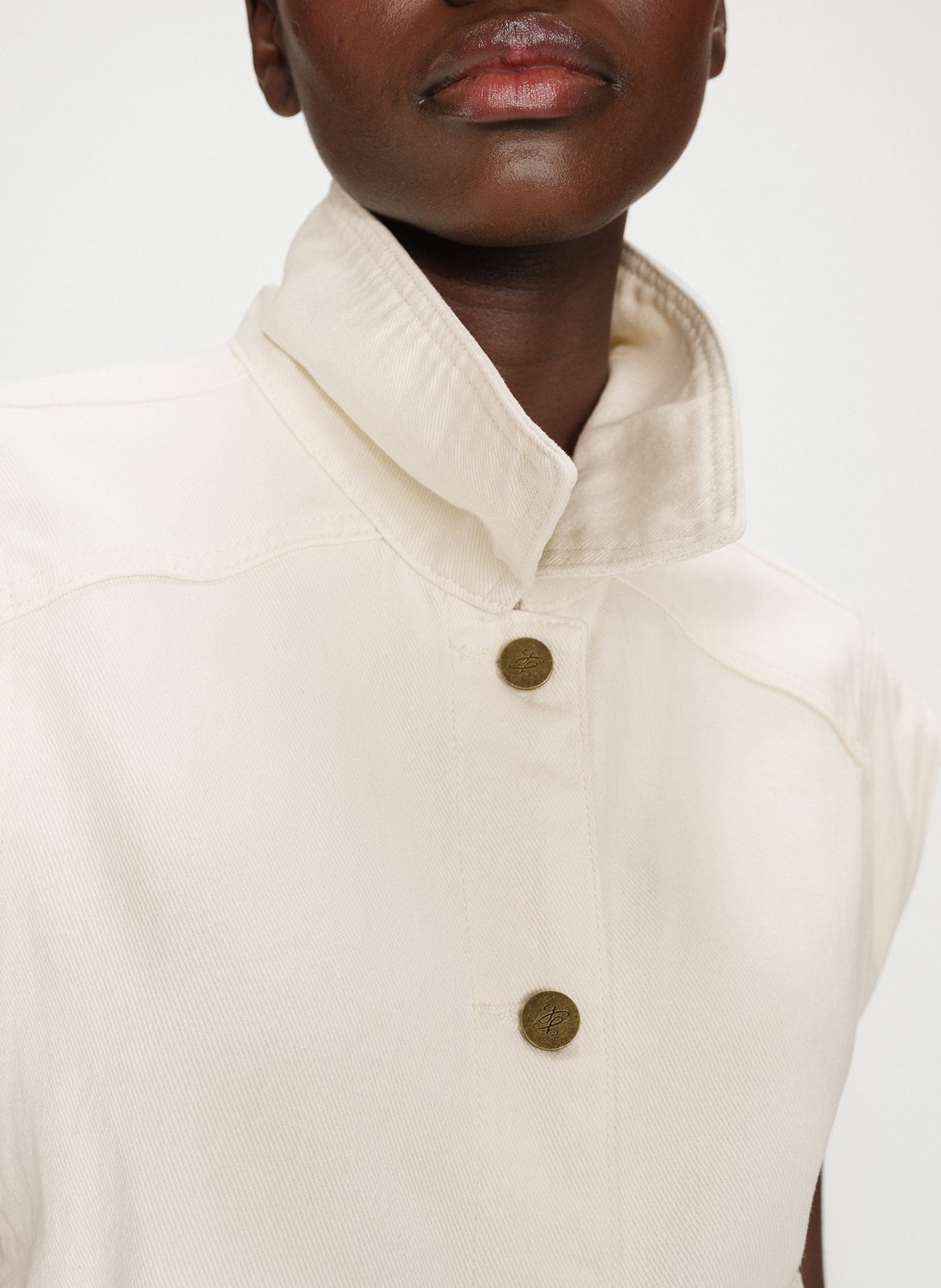 Veste oversize sans manches en denim GRACE ET MILA Blanc