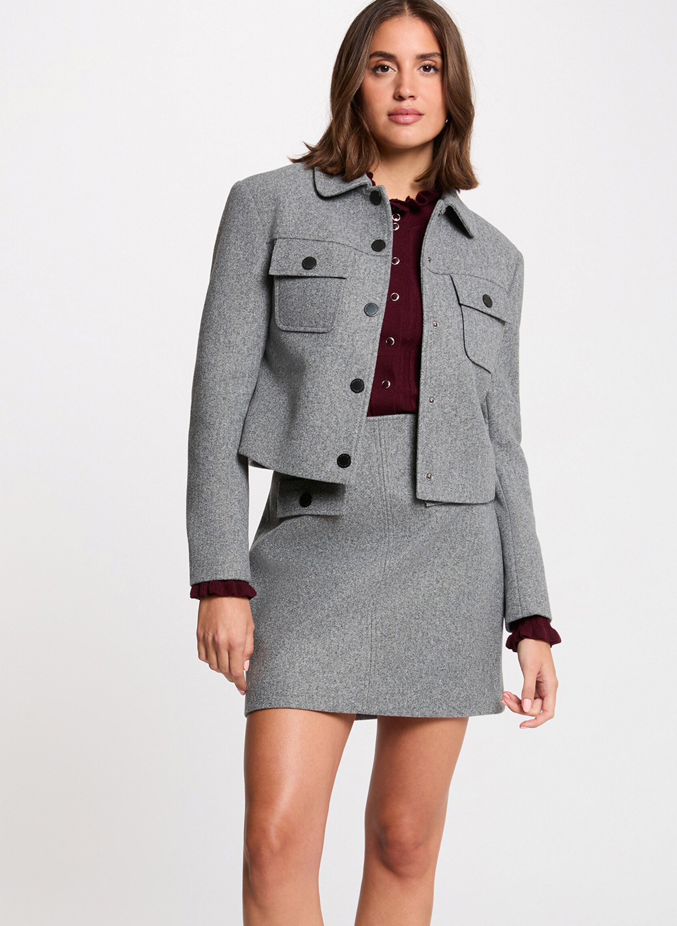 Veste droite et courte unie MORGAN Gris