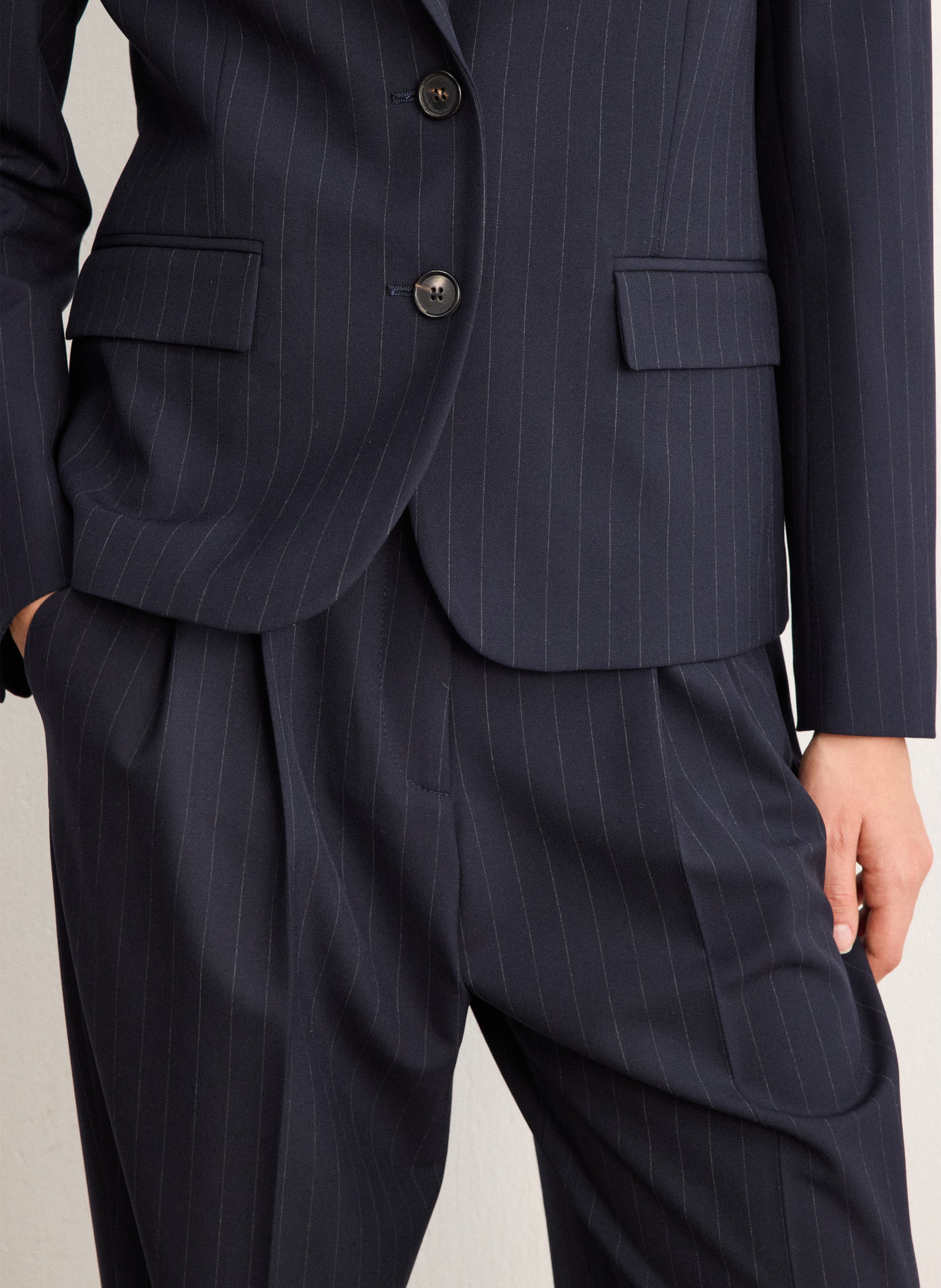 Veste tailleur droite à rayures PABLO Bleu