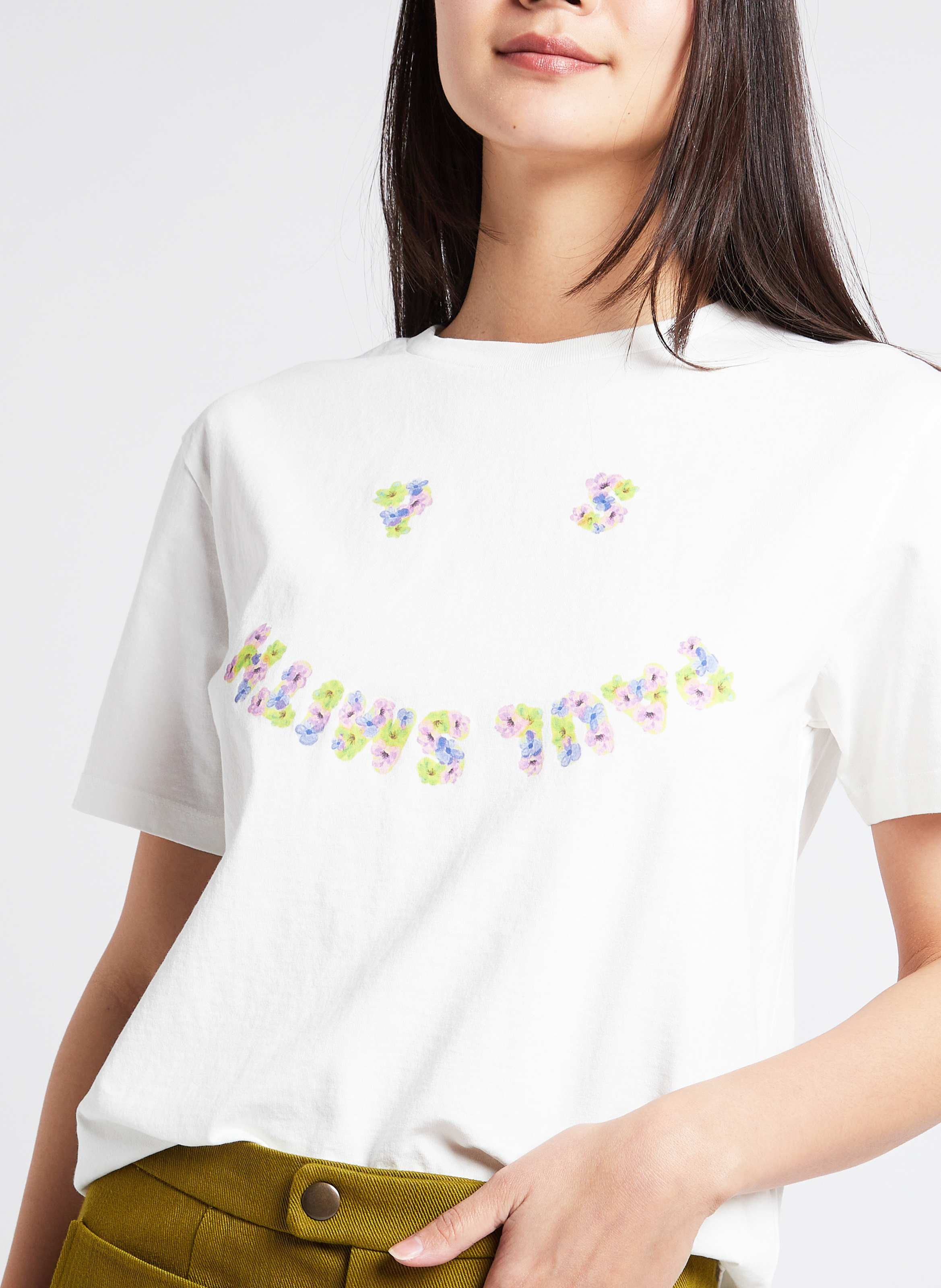 Tee-shirt col rond imprimé en coton bio  PAUL SMITH Blanc