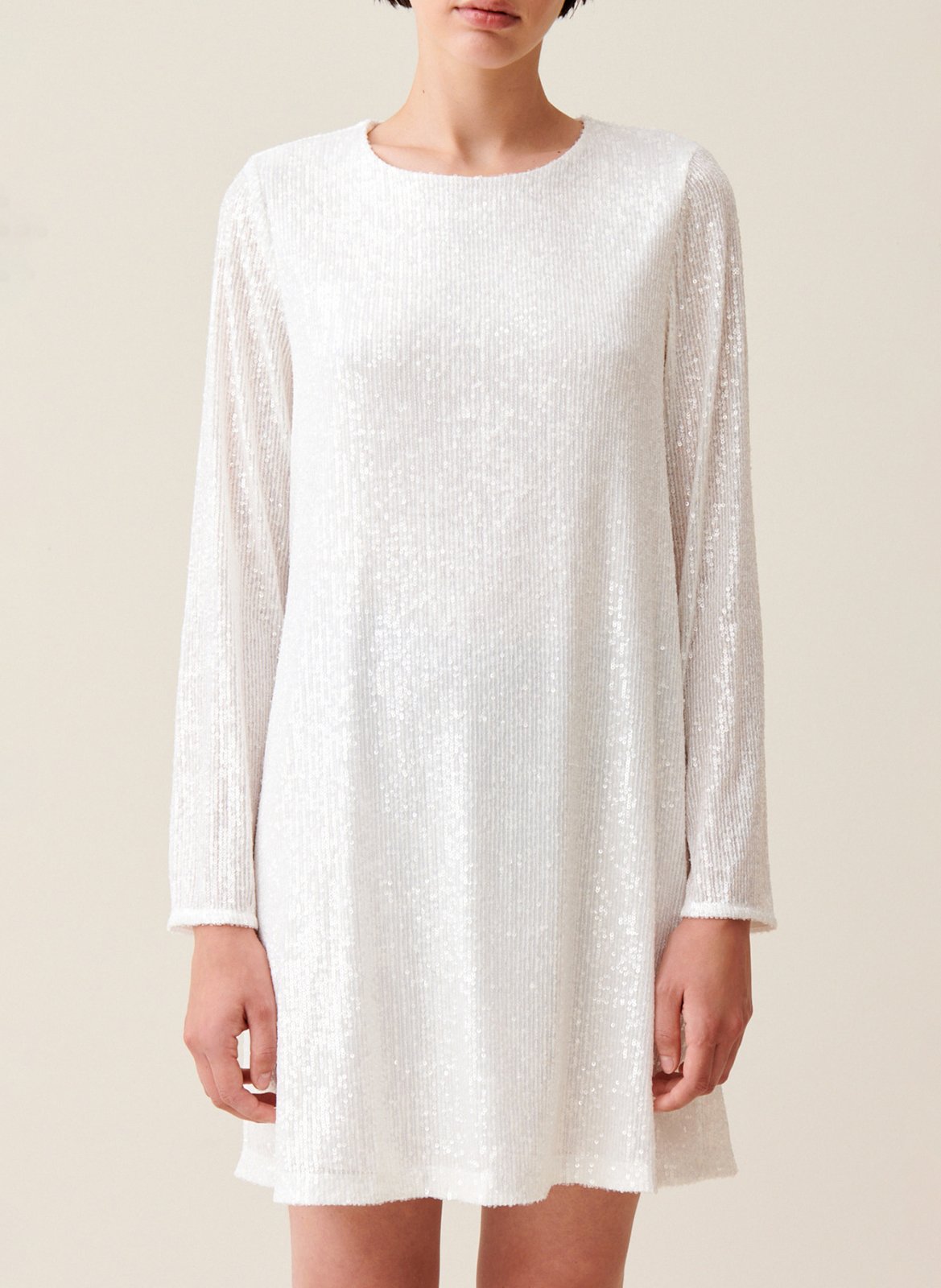 Robe courte col rond à sequins  CLAUDIE PIERLOT Beige