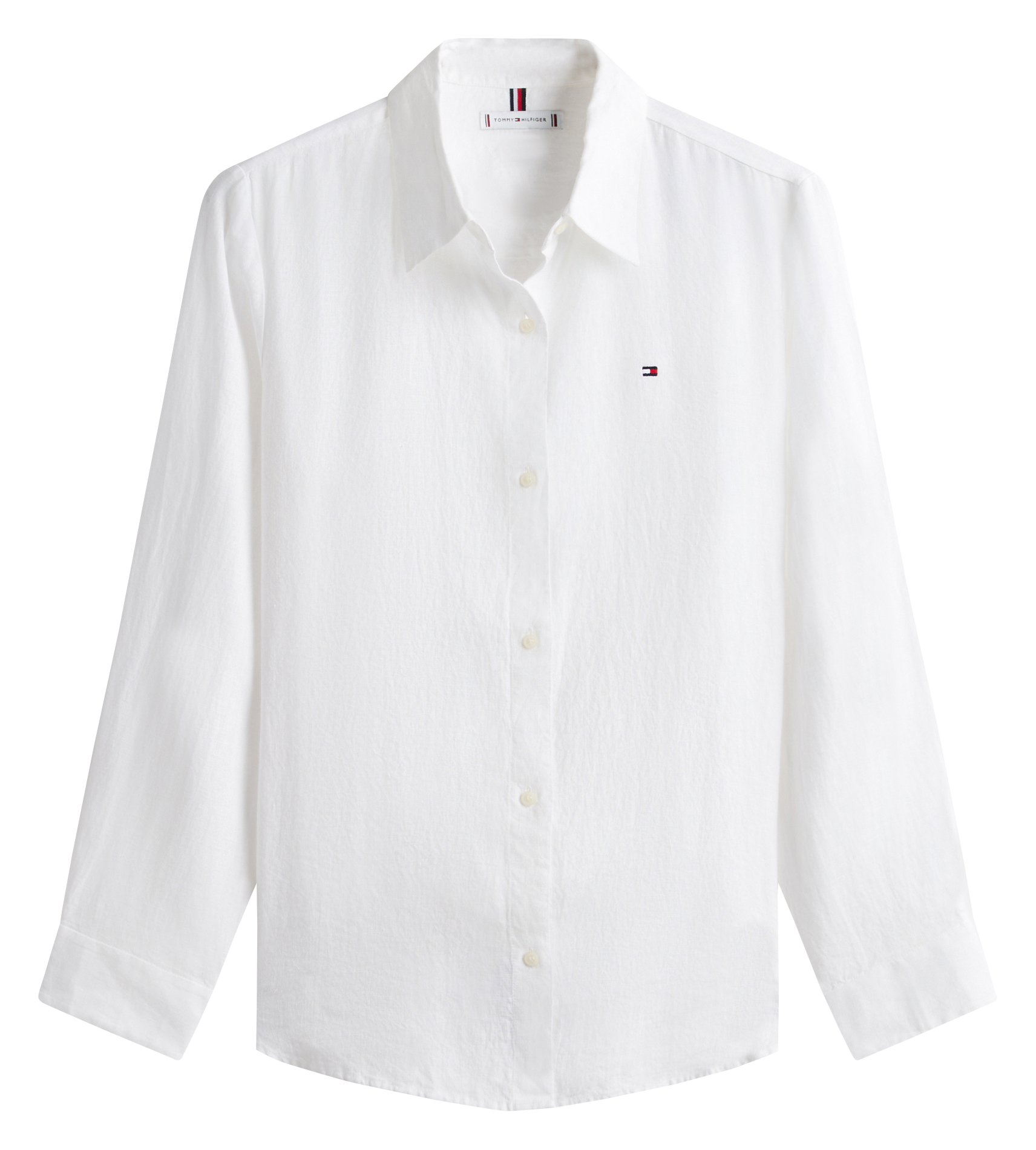 Chemise droite col classique en lin TOMMY HILFIGER Blanc