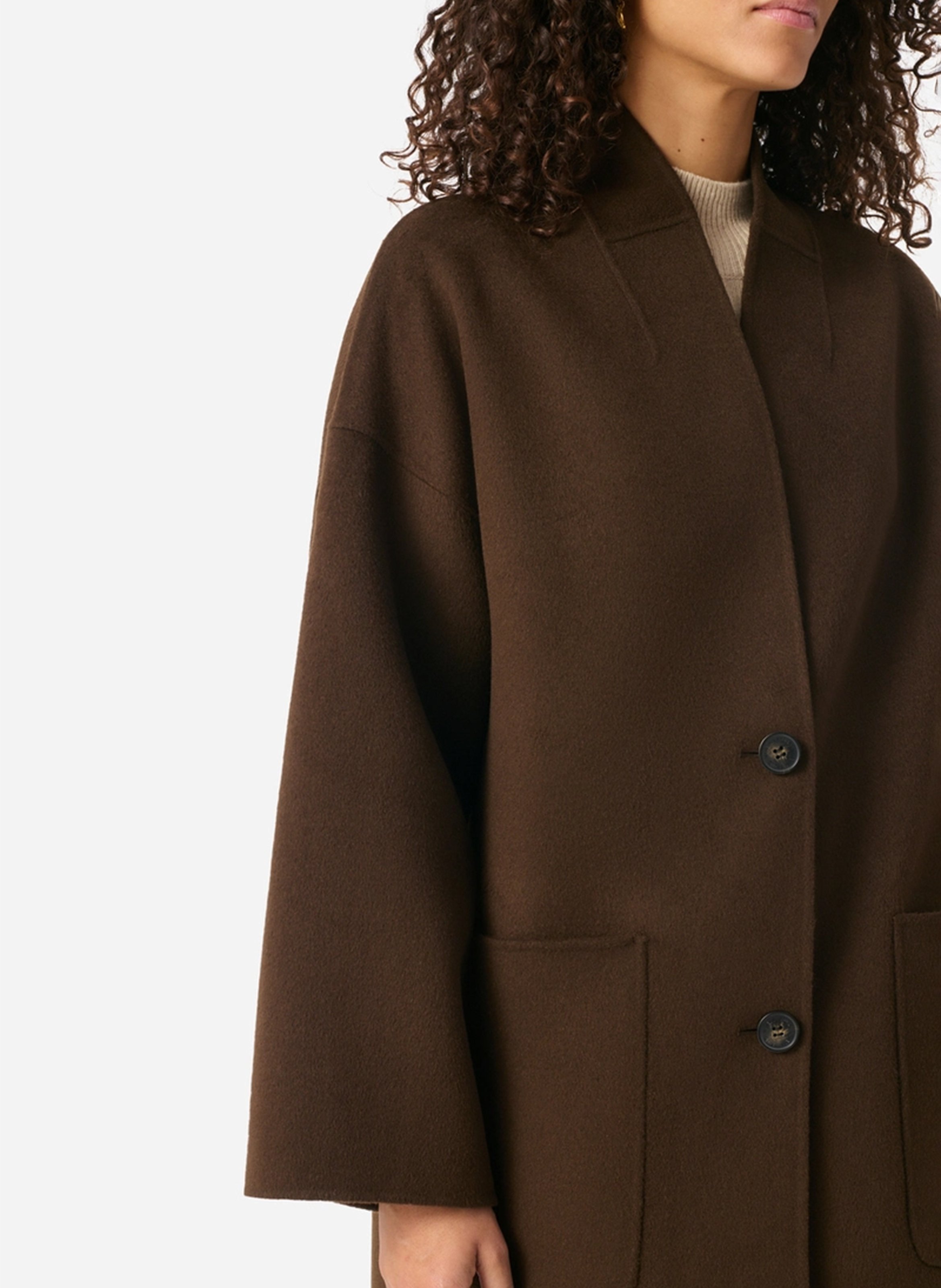 Wool-blend coat with shirt collar VANESSA BRUNO Brown