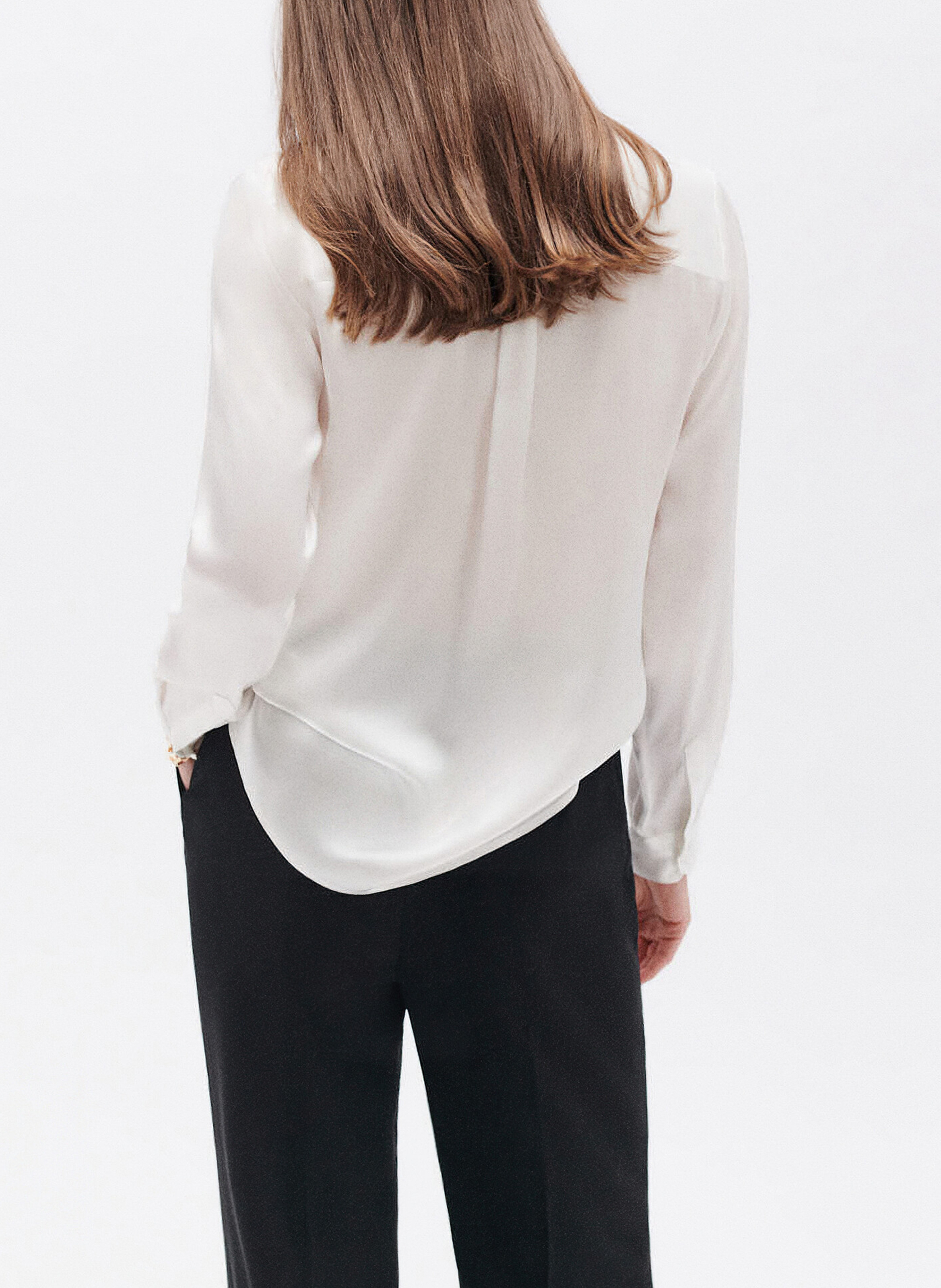 Chemise en soie col classique CAROLL Beige