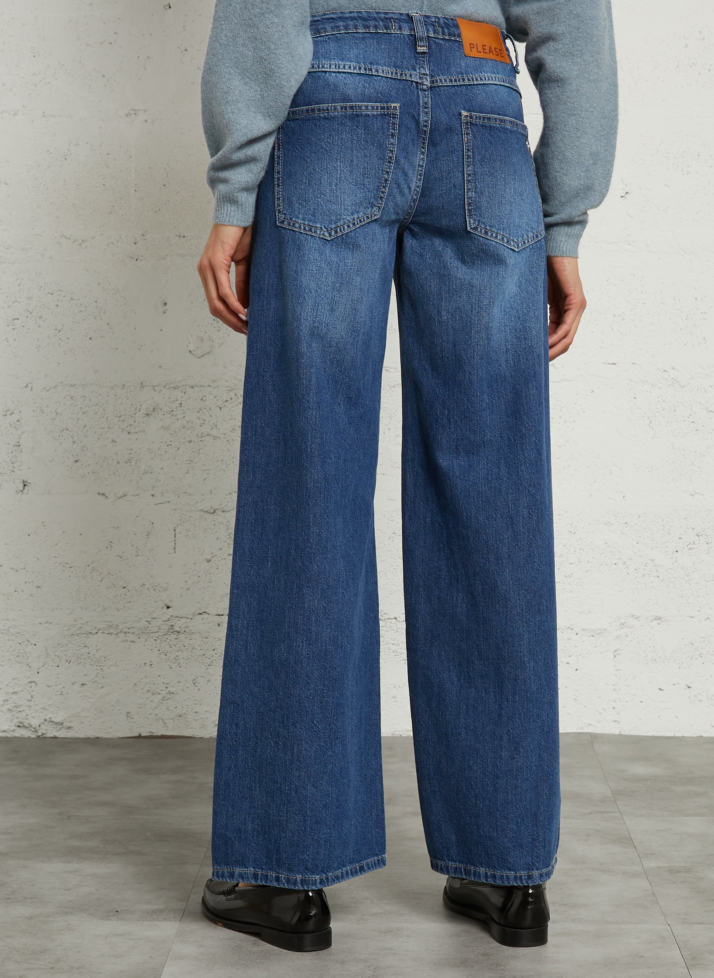 JEan large en coton PLEASE Bleu