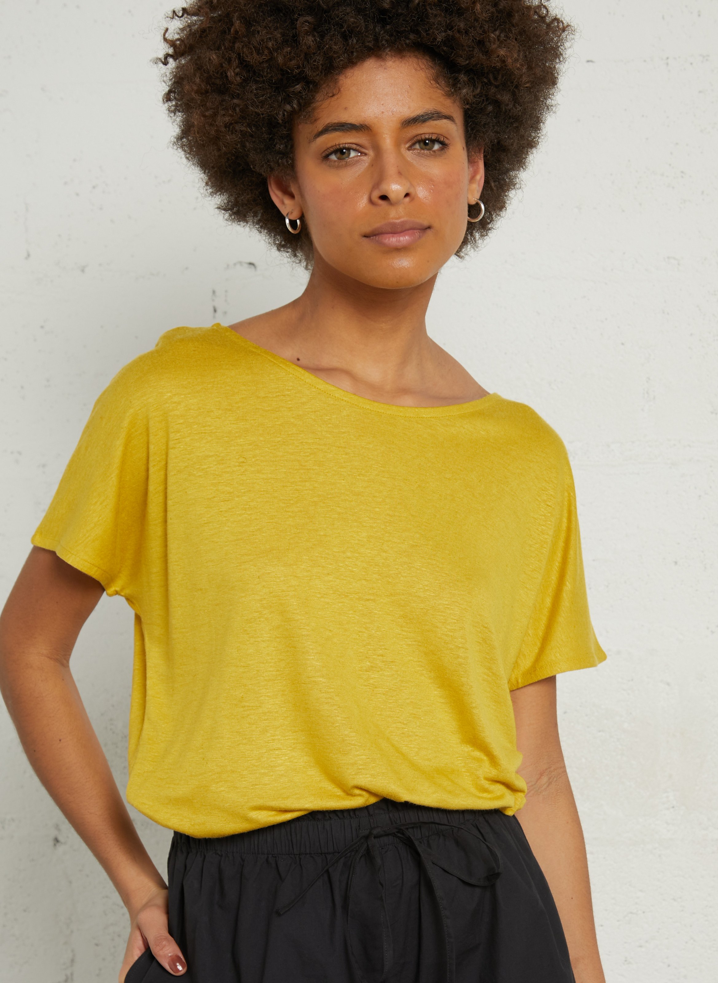 Tee-shirt manche courtes fluide uni NICE THINGS Jaune