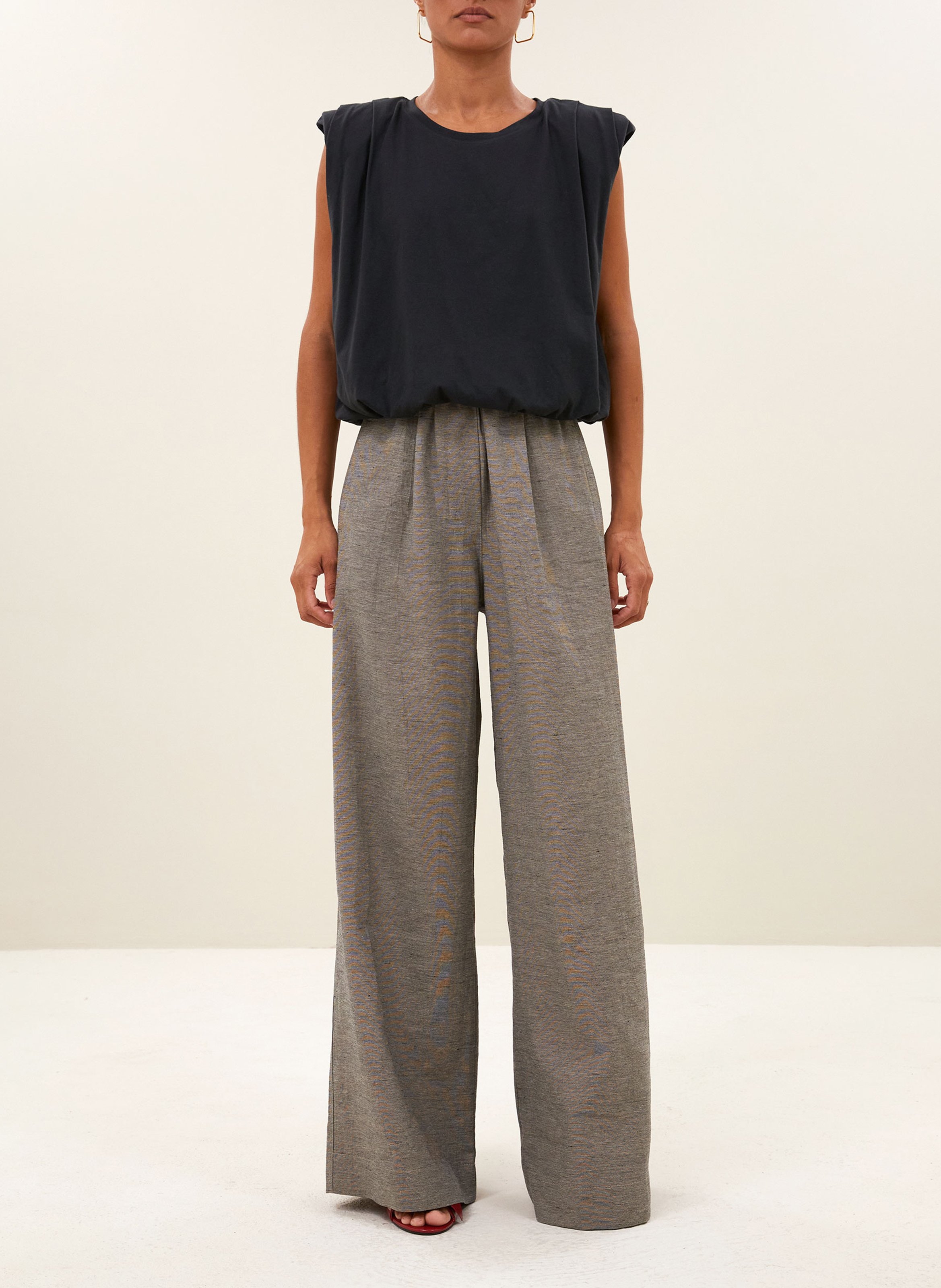 Wide-leg mottled trousers BY BAR Grey