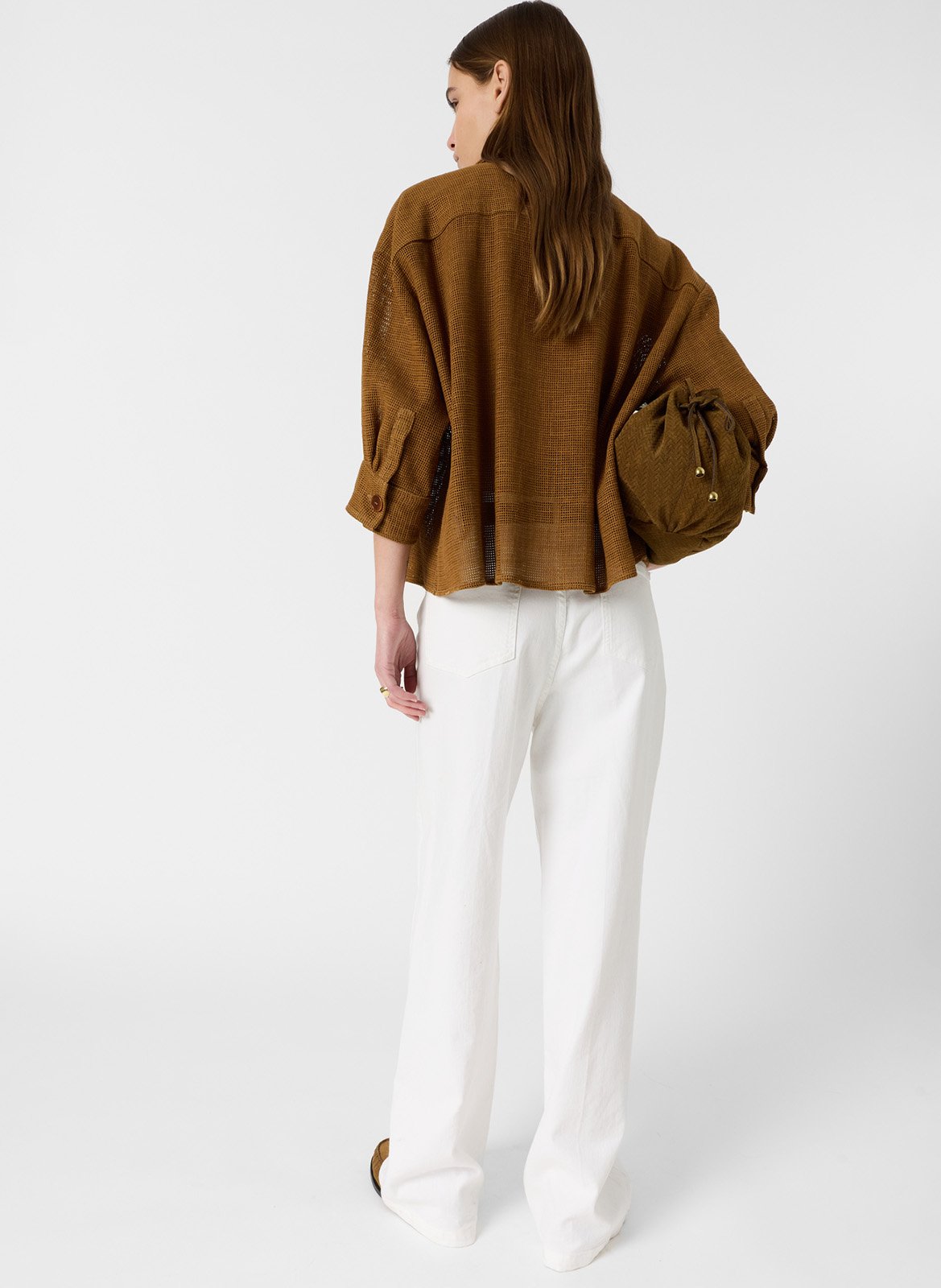 Surchemise boutonnée en tissu résille GERARD DAREL Marron