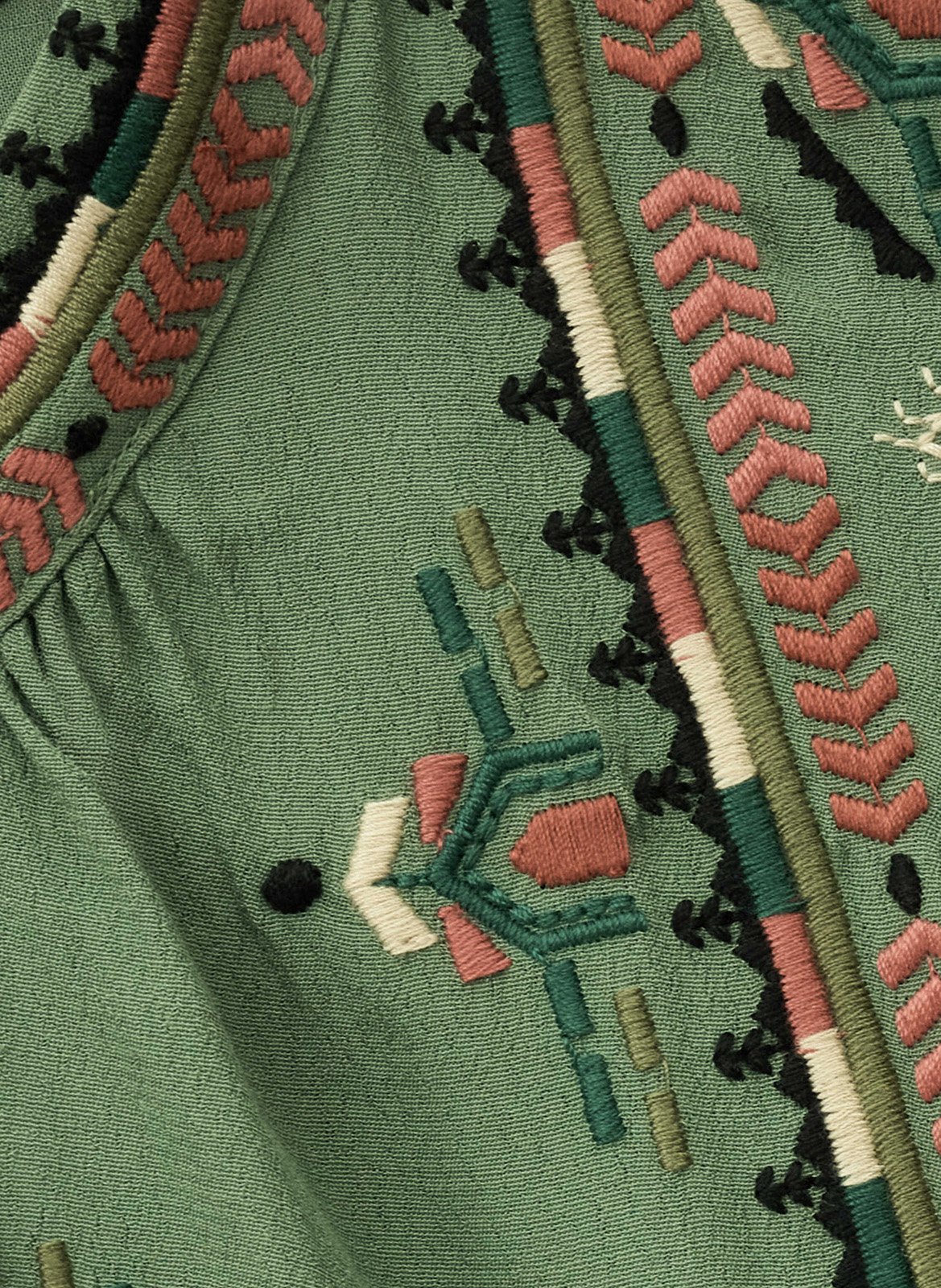 Wijde jurk met borduursel BA&SH Groen