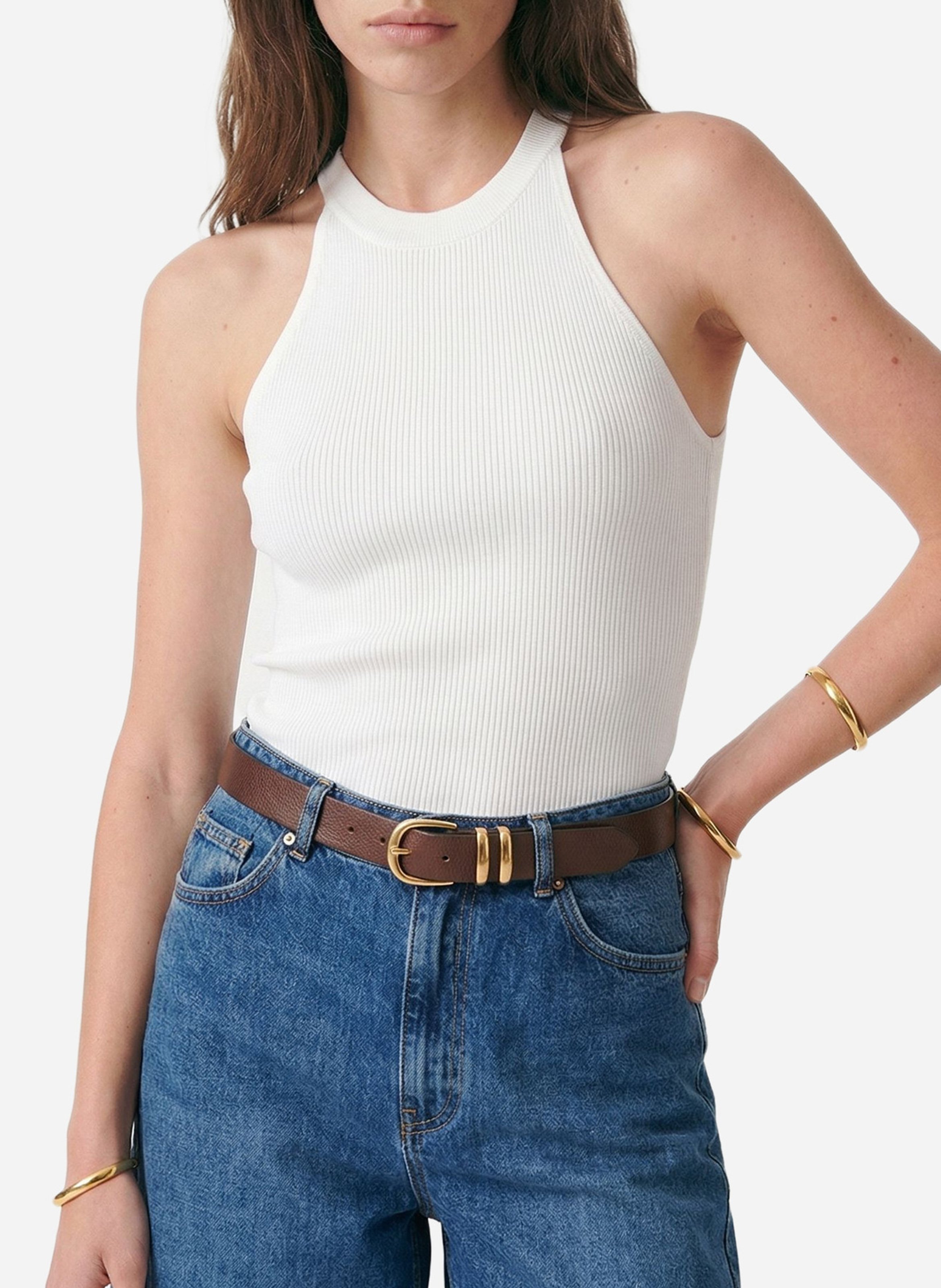 Mouwloze top met ronde hals VANESSA BRUNO Wit