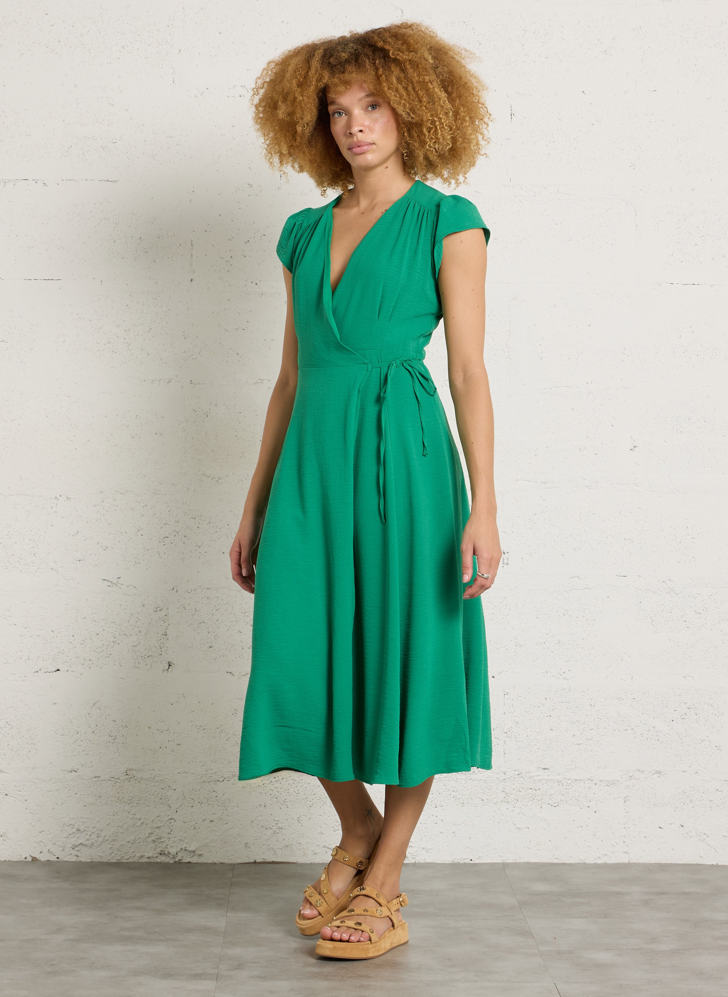 Halflange jurk met kraag SUD EXPRESS Groen