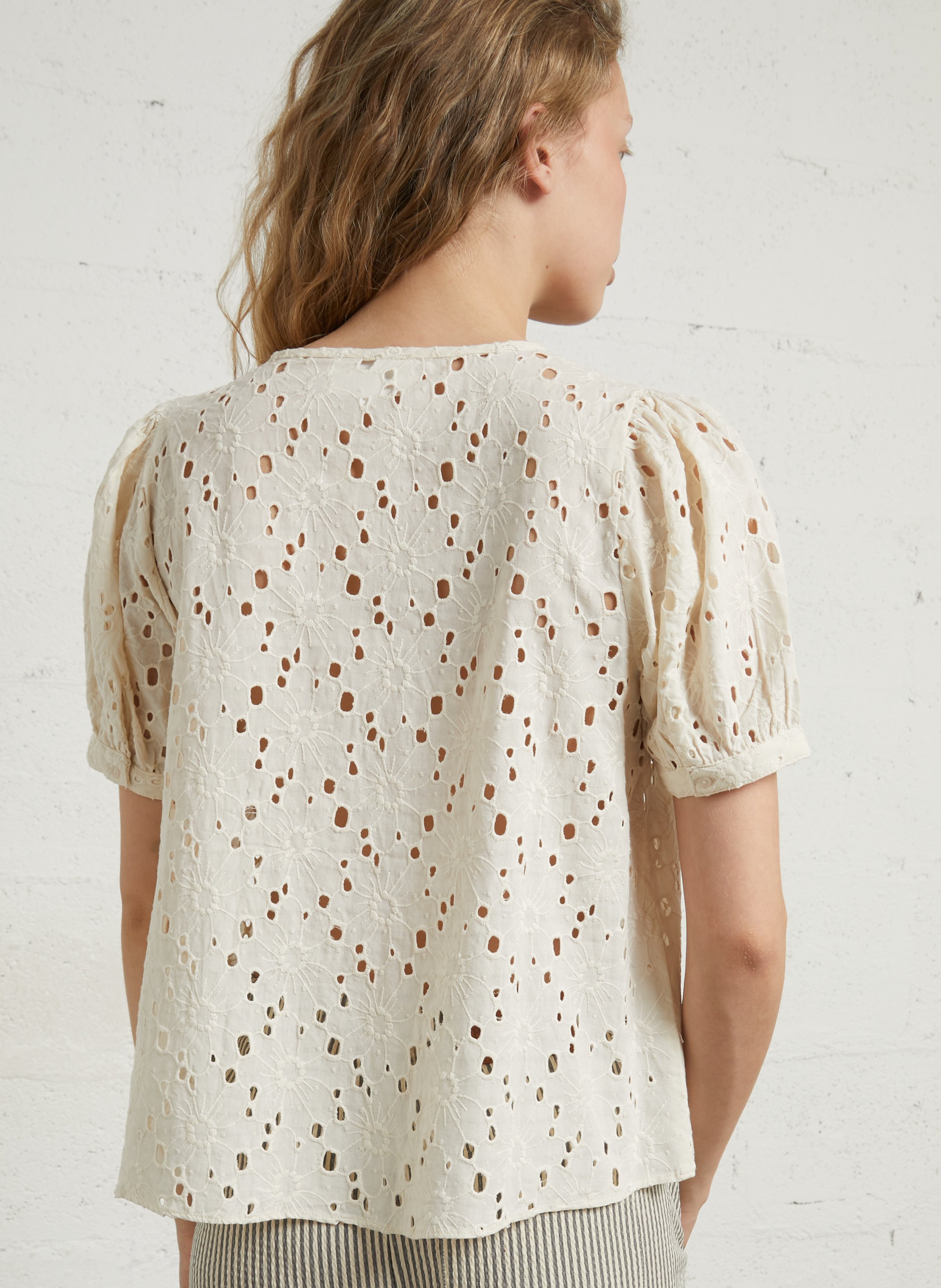 Top col rond en coton SUD EXPRESS Beige