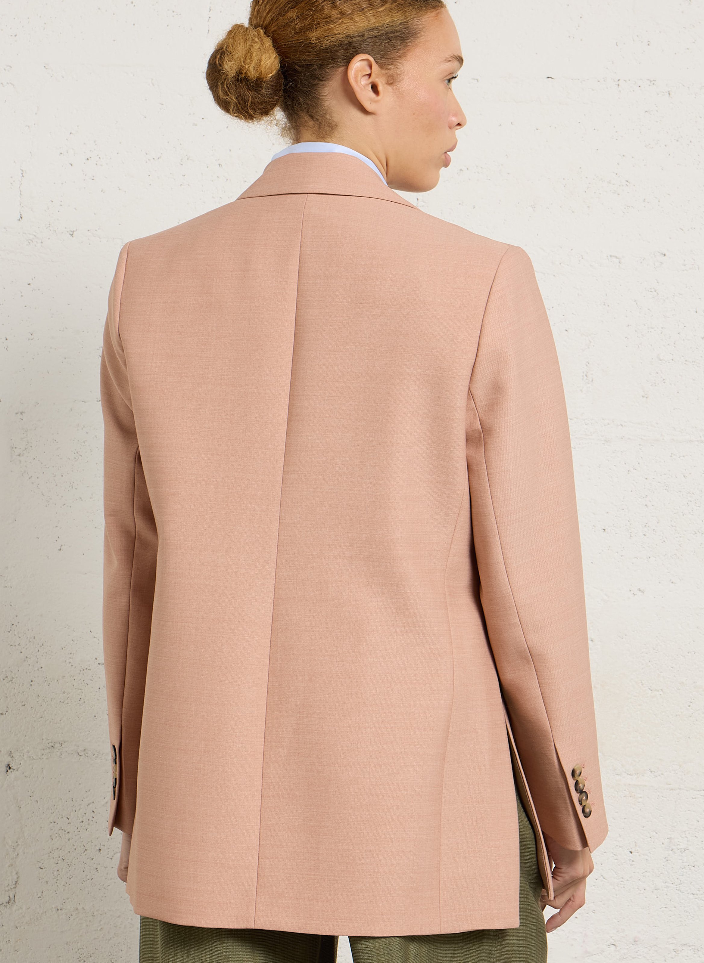 Ruimvallende blouse met klassieke kraag - wolblend MARGAUX LONNBERG Roze