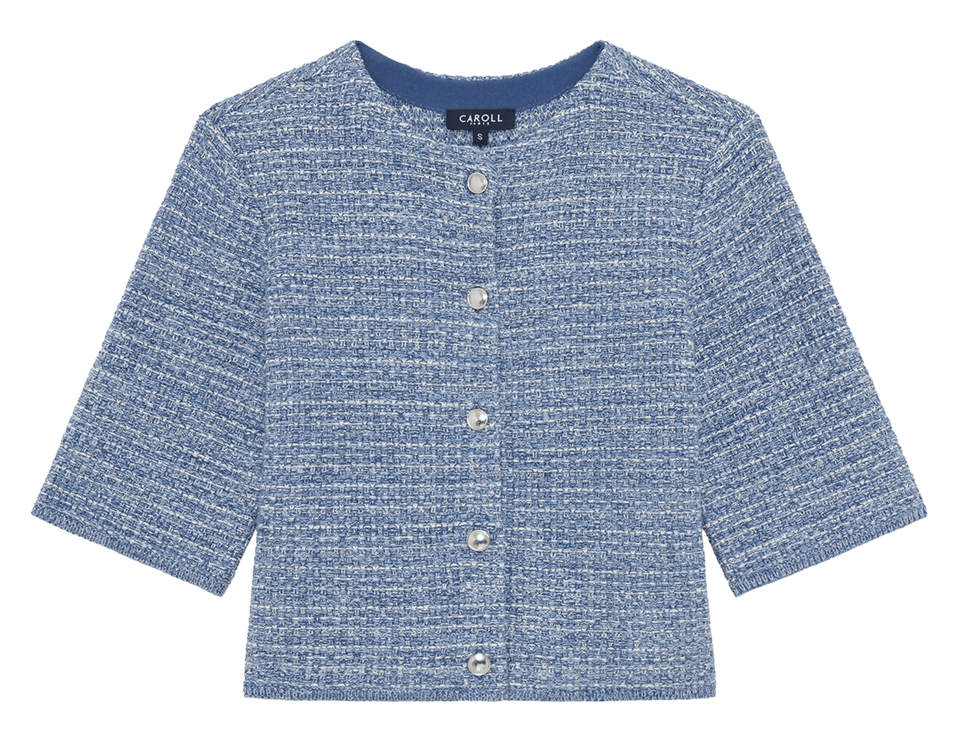 Short tweed sleeveless jacket CAROLL Blue