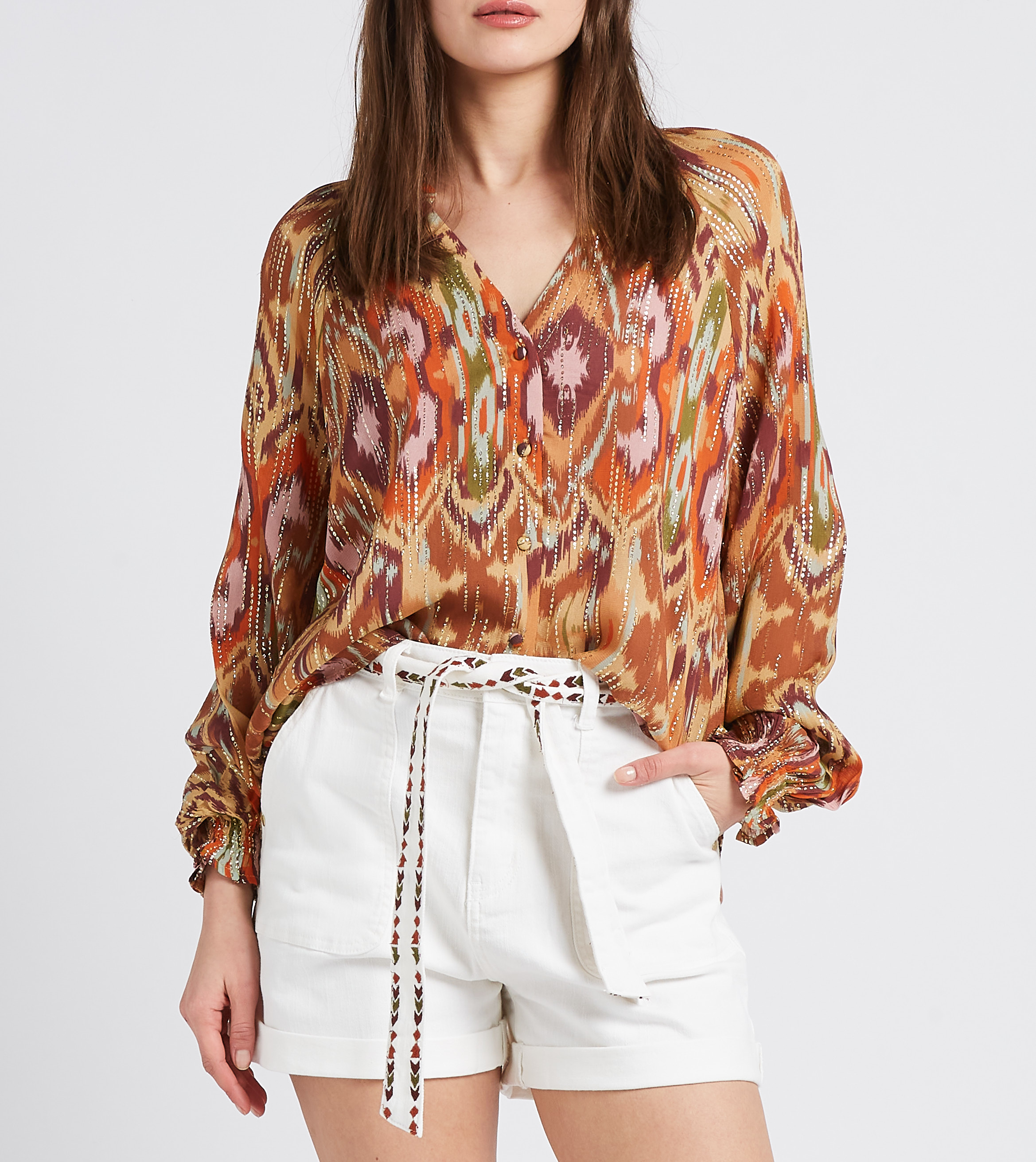 Oversized printed V-neck shirt LA PETITE ETOILE Multicolored