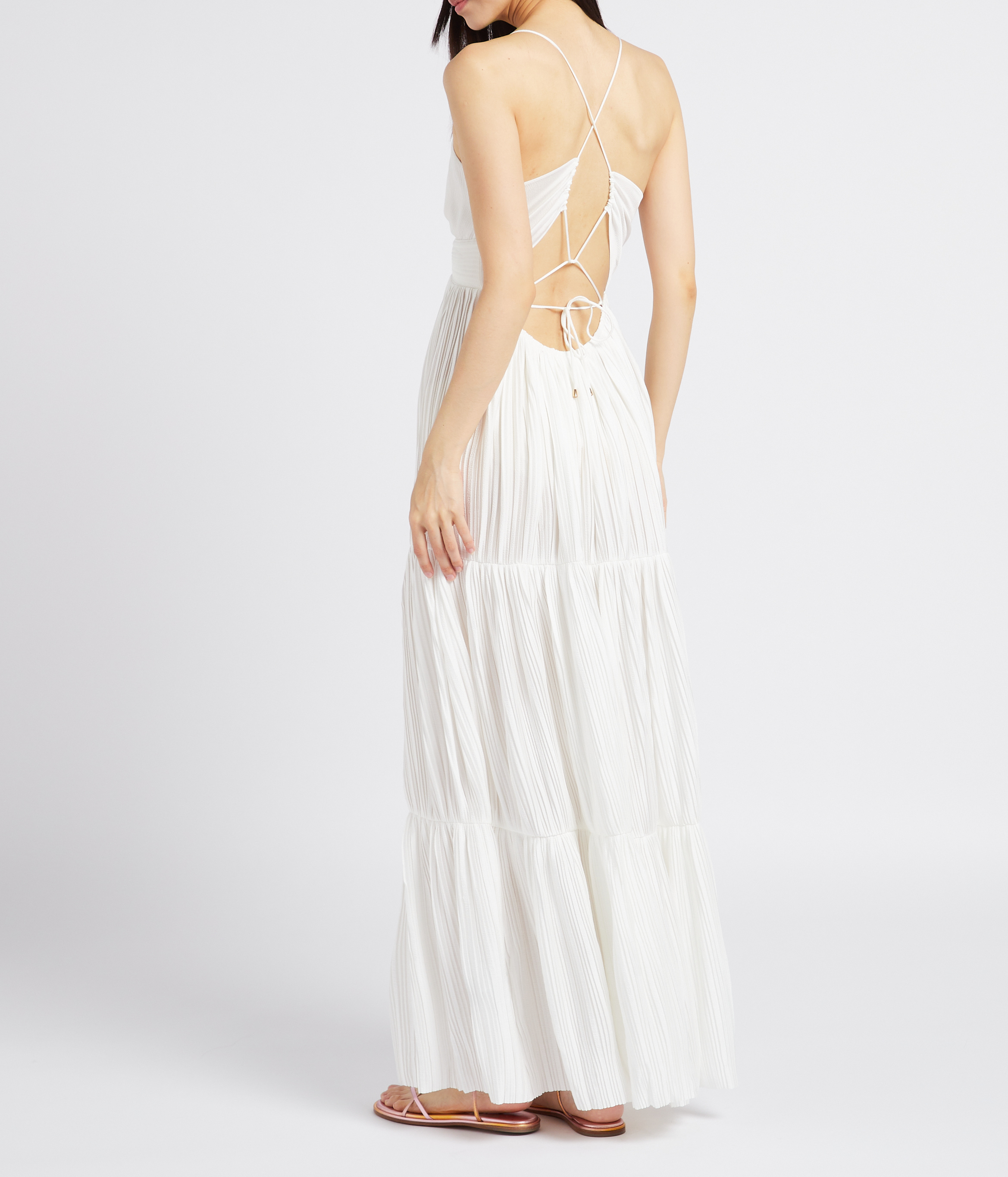 Robe longue col V plissée BA&SH Blanc