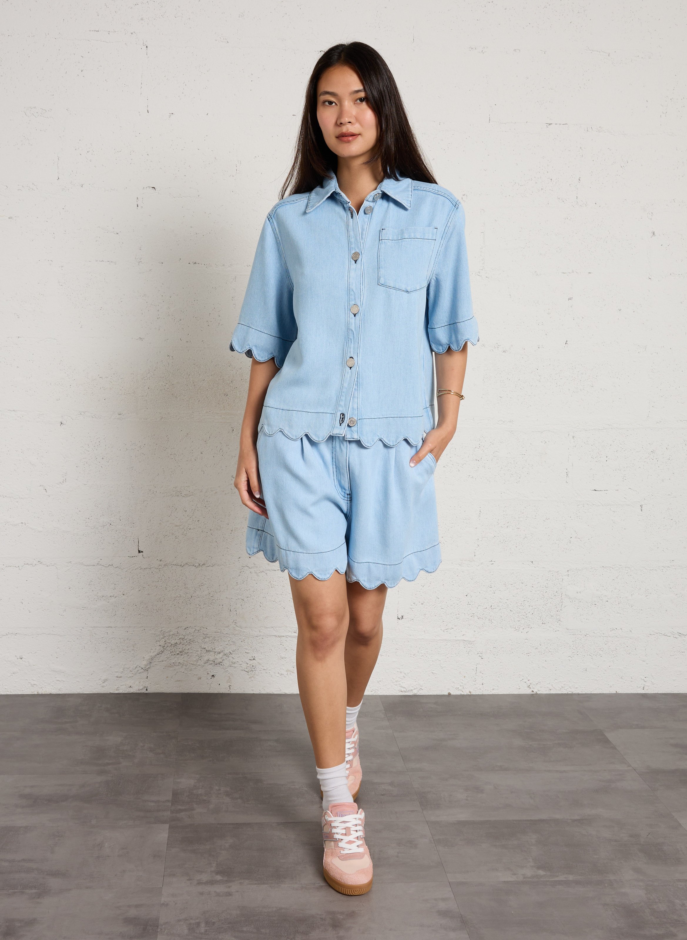 Weite Shorts mit hohem Bund STELLA NOVA Blau