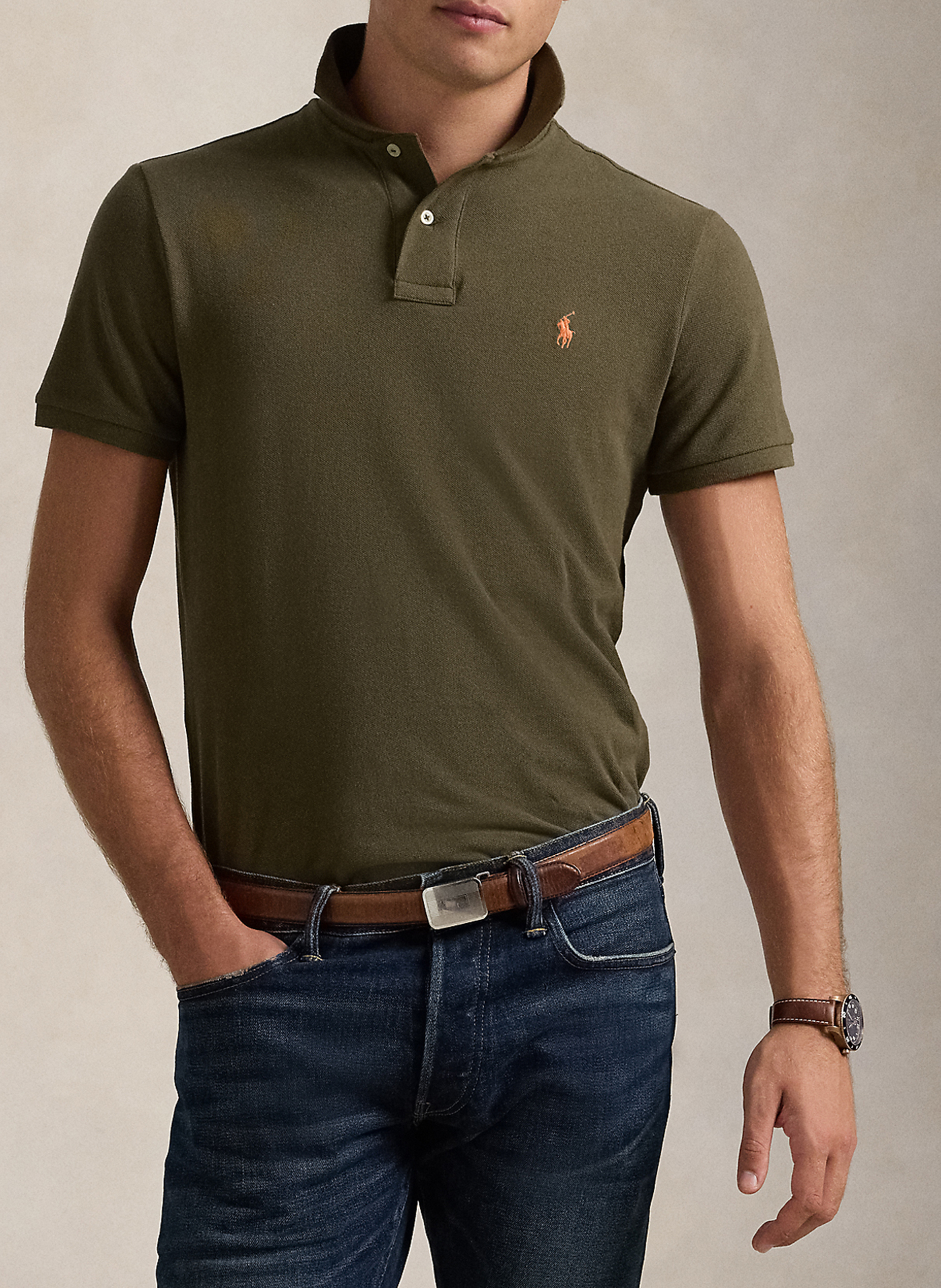 Poloshirt aus Baumwoll-Piqué, Slim Fit POLO RALPH LAUREN Khaki