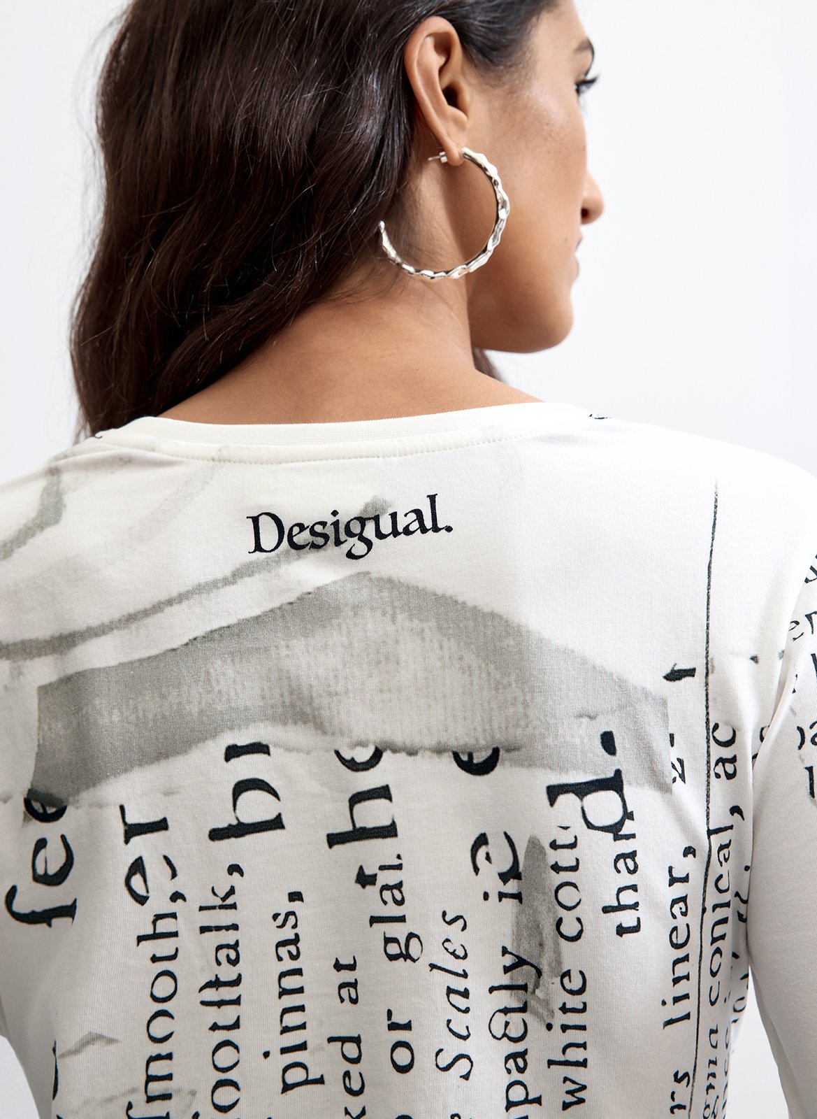 T-shirt met ronde hals - katoenblend DESIGUAL Wit