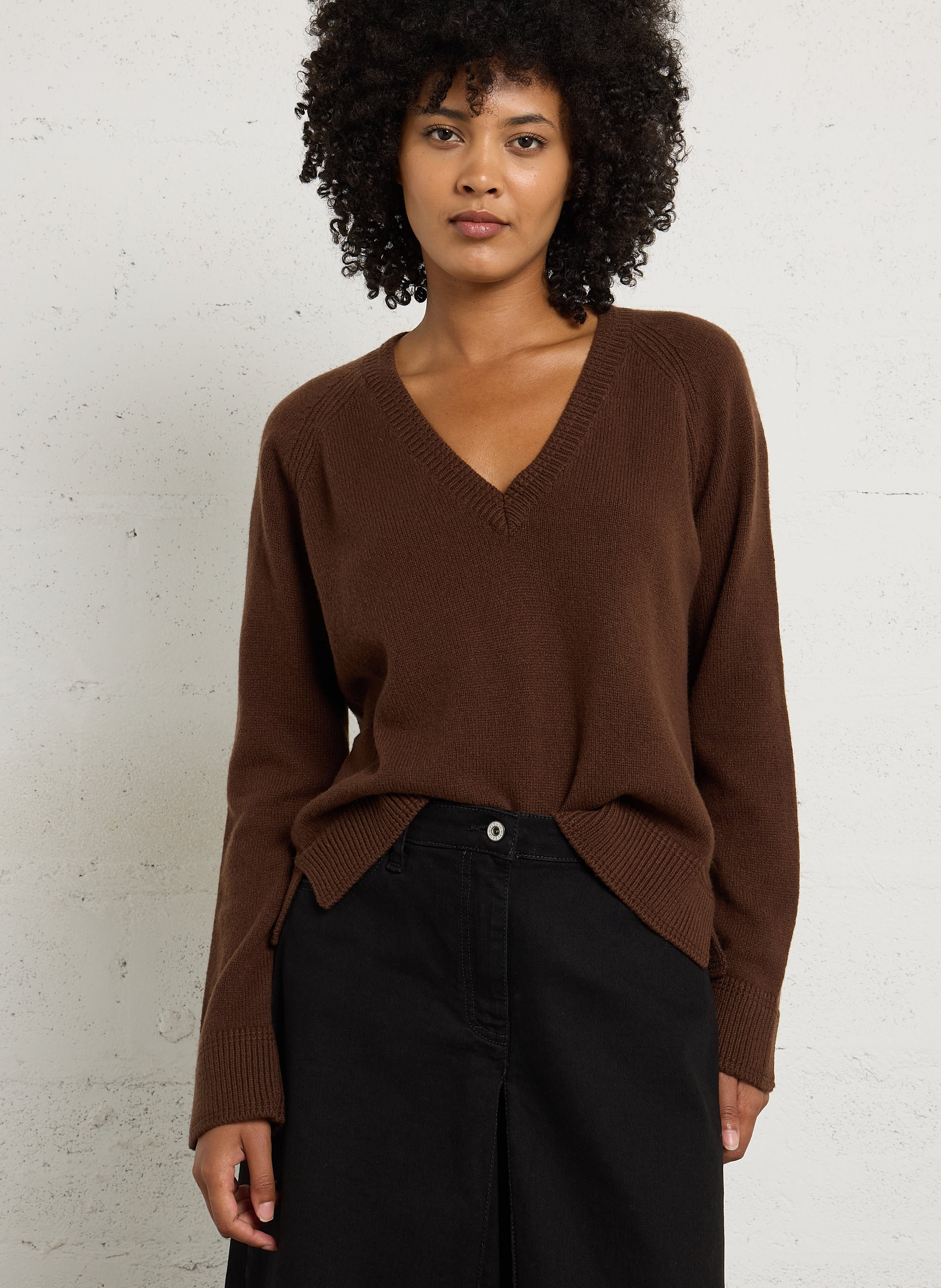 Oversized V-neck wool and cashmere sweater MAISON ANJE
