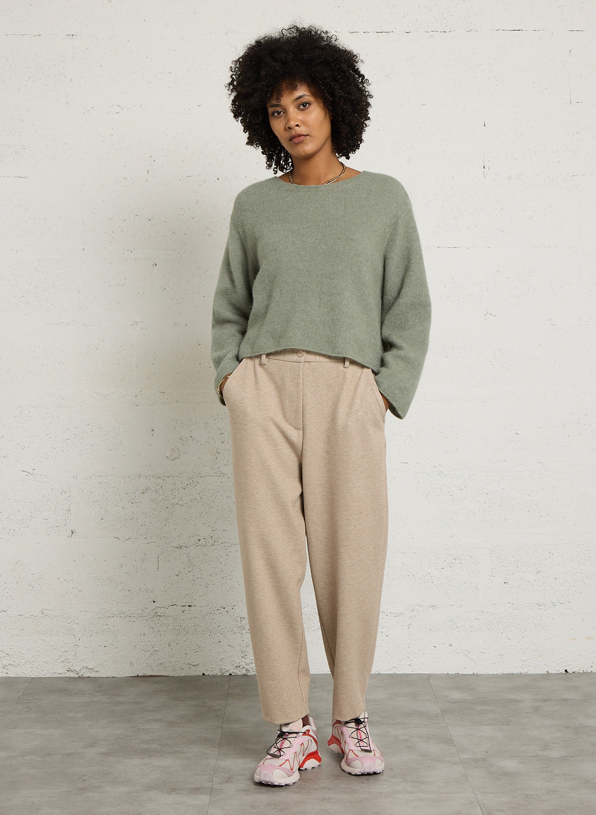 Pull droit col rond AMERICAN VINTAGE Vert
