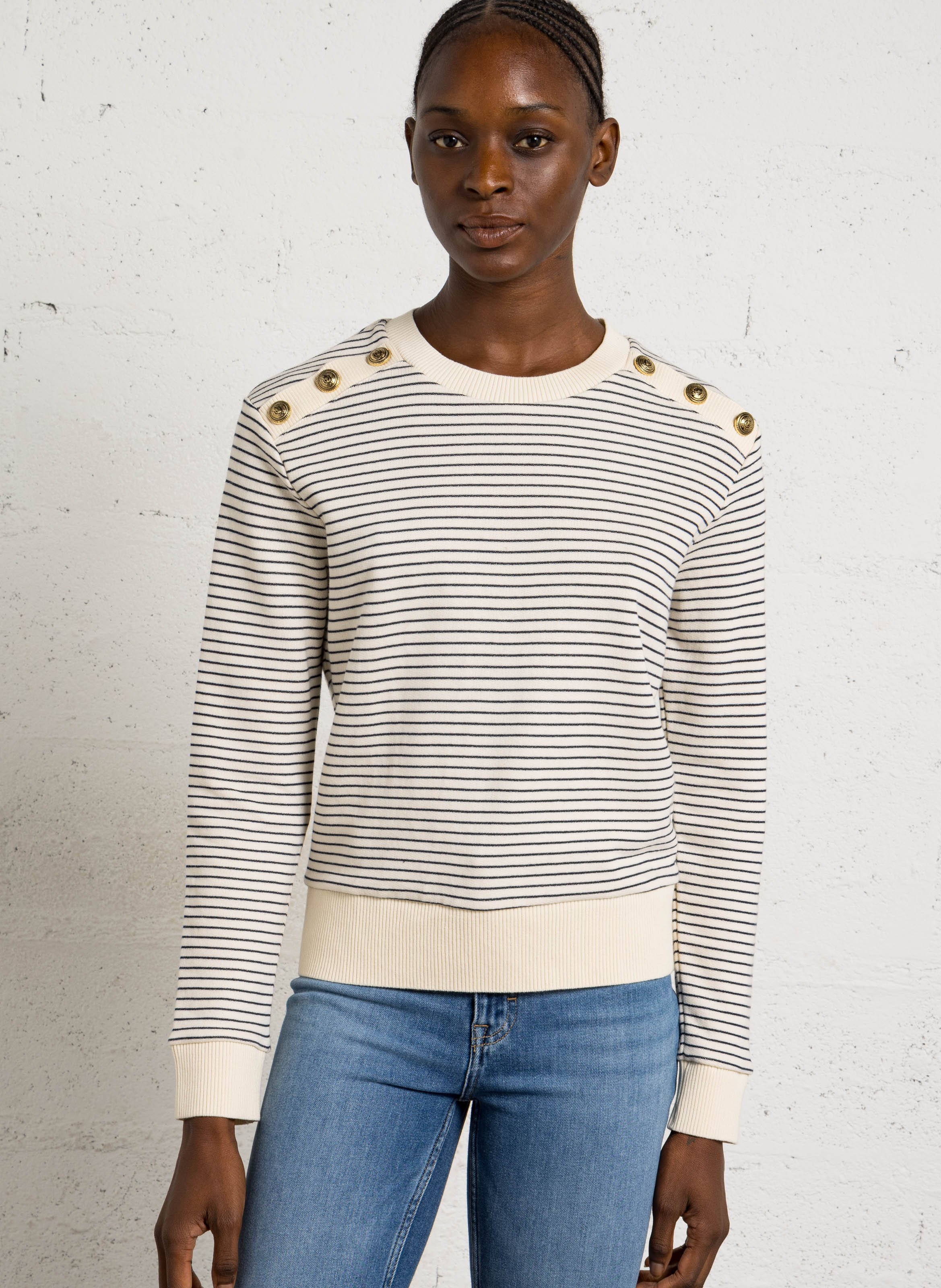 Striped cotton sweater MAISON 123 Beige